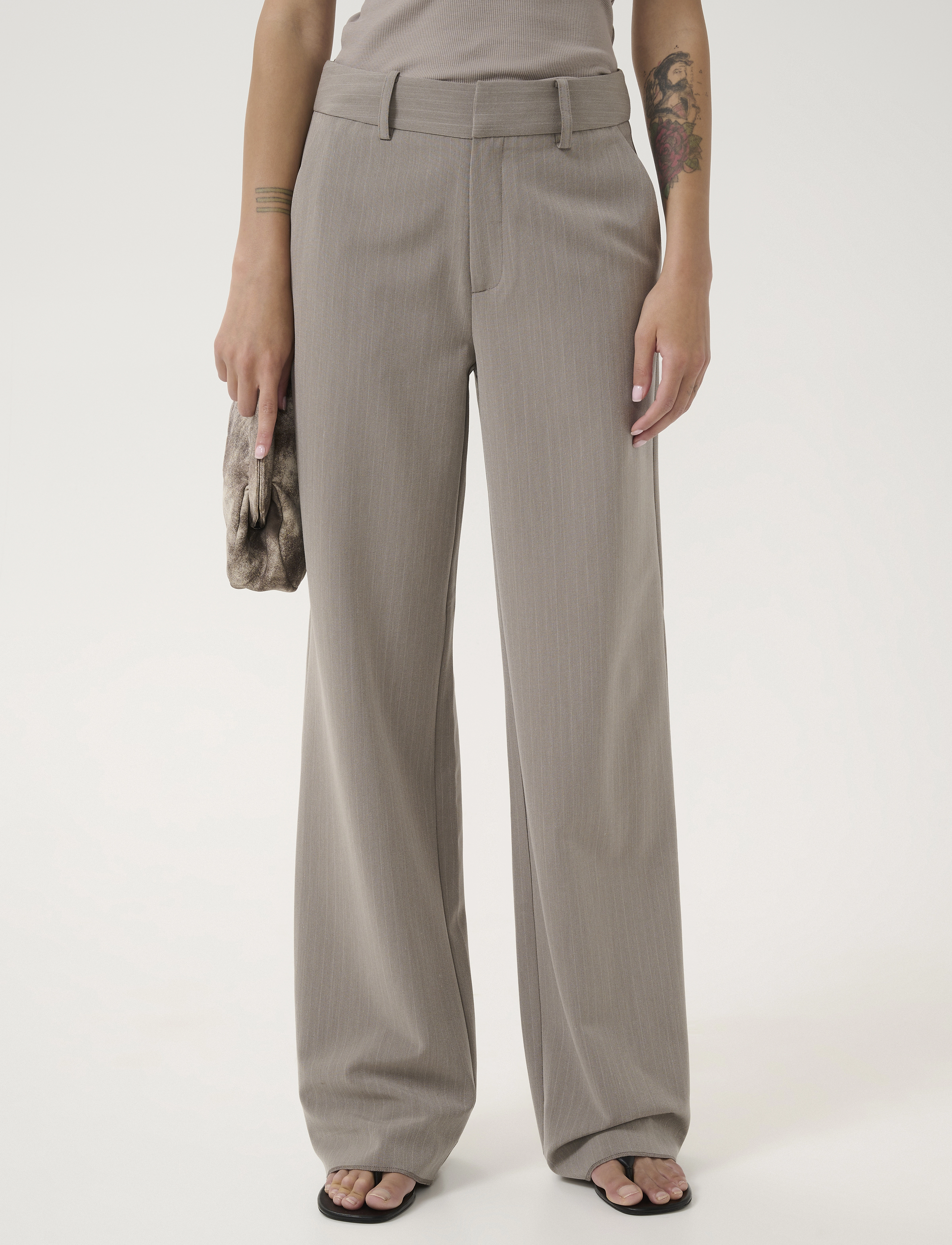 Gestuz Joellegz Mel. Pinstripe Mw Pants, 32, Trousers, Beige - Suitpants, Frauen
