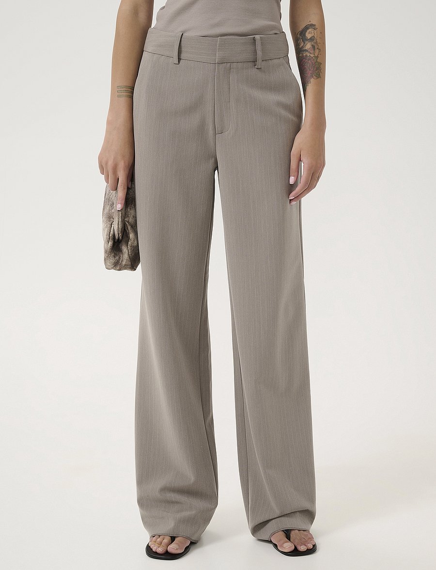Gestuz - JoelleGZ mel. pinstripe MW pants - pantalons habillés - rock ridge pinstripe - 0