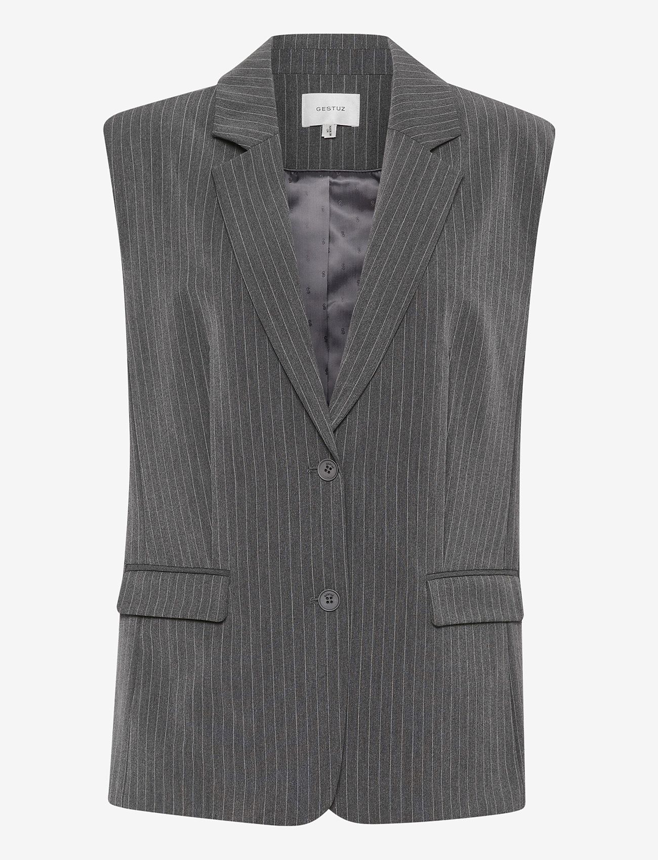 Gestuz - JoelleGZ mel. pinstripe waistcoat - veste - grey pinstripe - 1