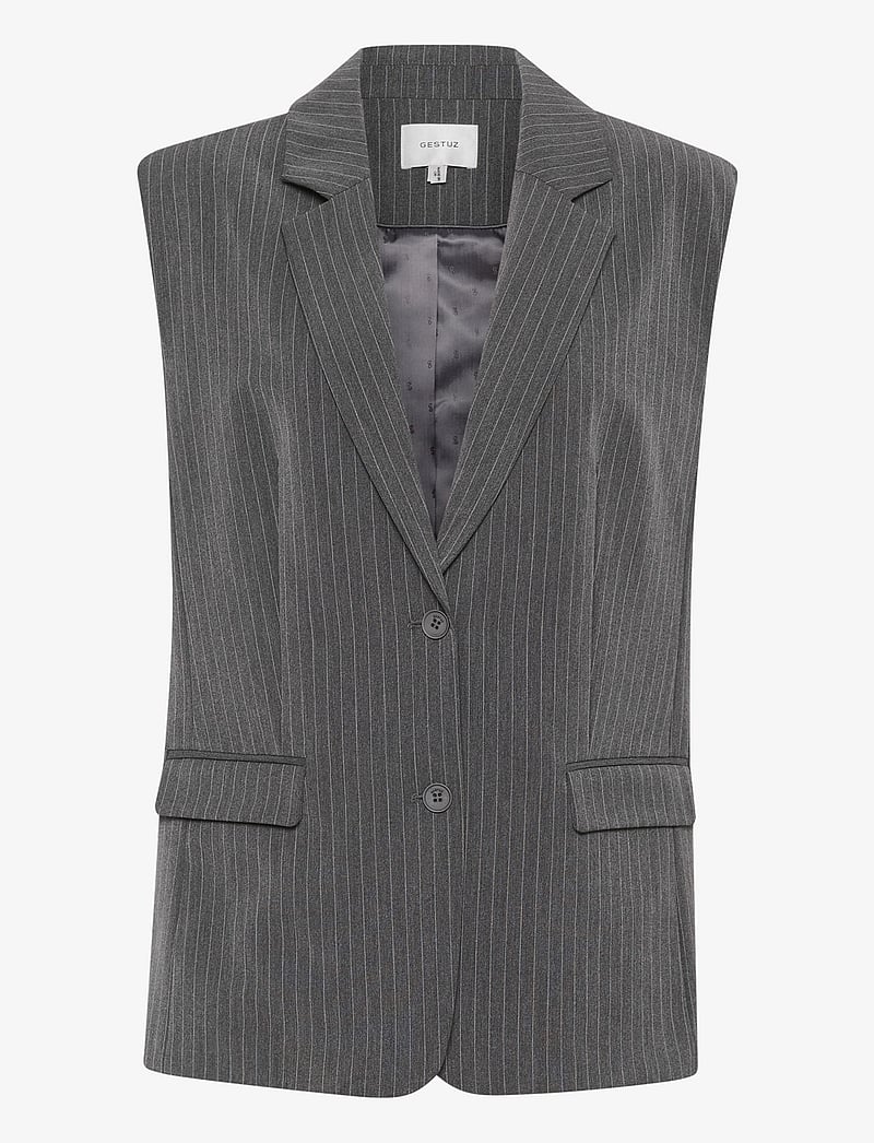 Gestuz - JoelleGZ mel. pinstripe waistcoat - westen - grey pinstripe - 1