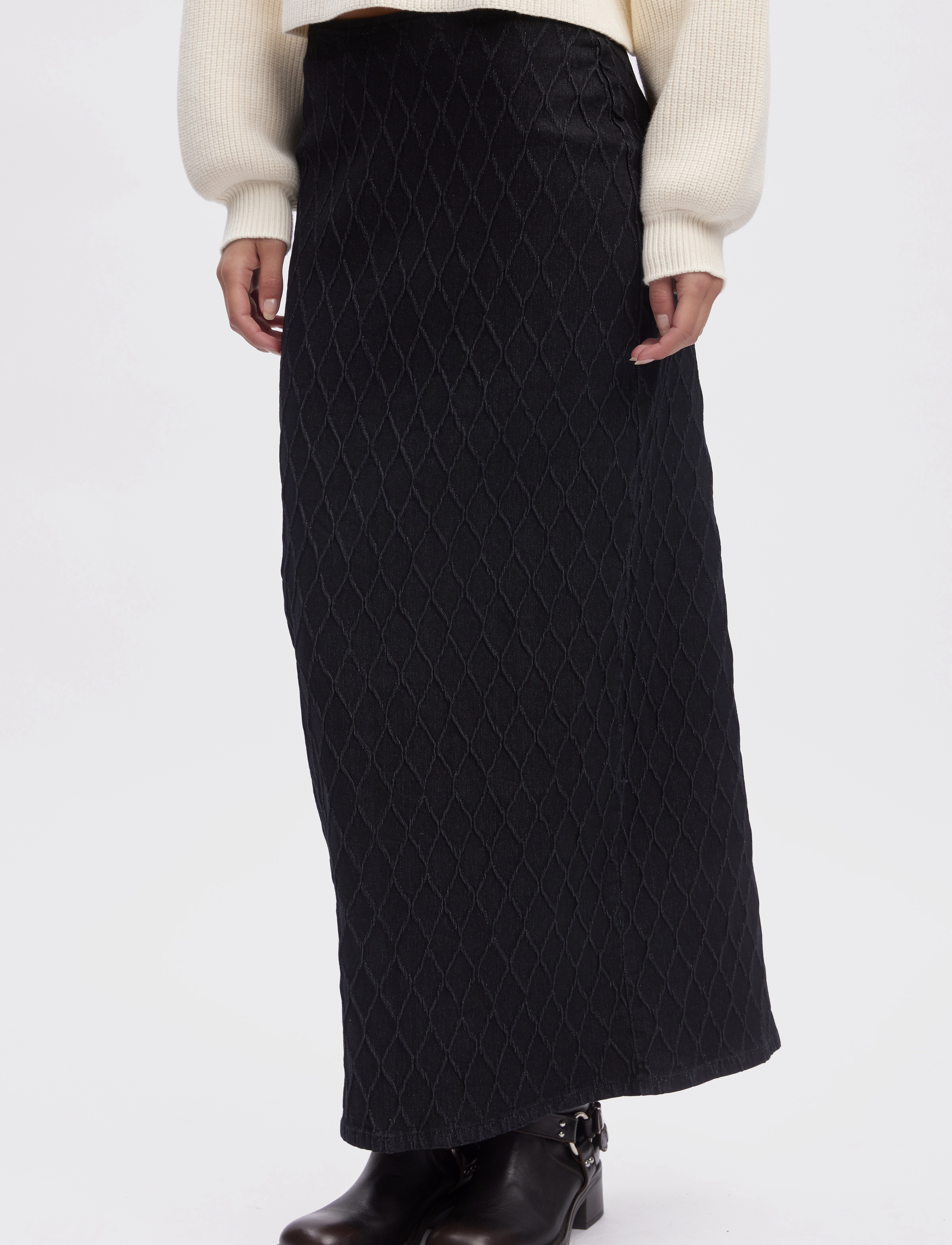 Gestuz RozerinGZ long skirt - Maxi Röcke - DARK BLACK WASH / black