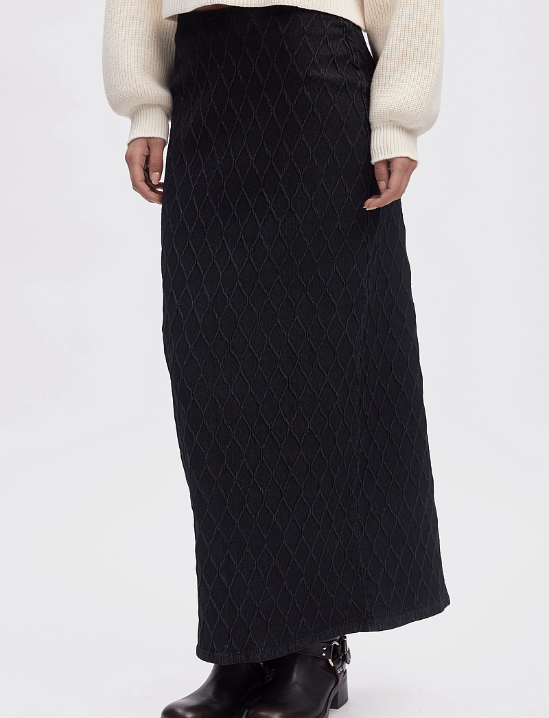 Gestuz - RozerinGZ long skirt - maxi nederdele - dark black wash - 0