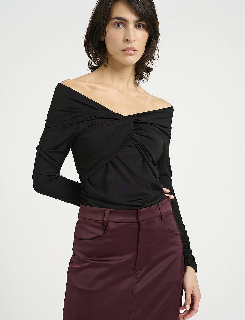 Gestuz - SammyGZ ls top - crop tops - black - 0