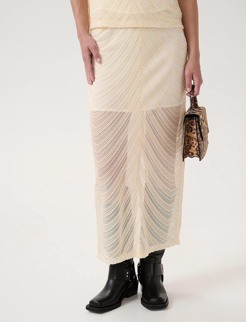 Gestuz - GliraGZ HW long skirt - pailletten-röcke - butter yellow sequins - 0