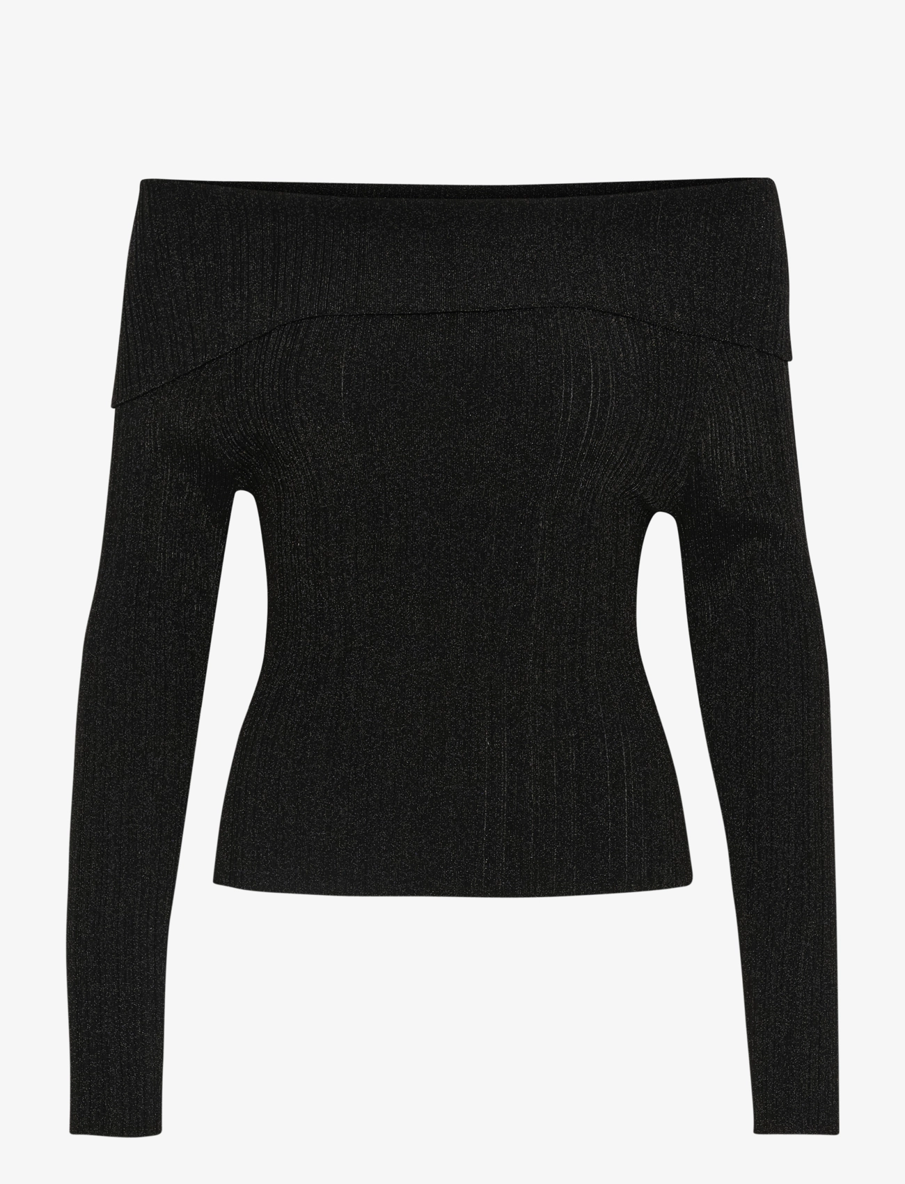 Gestuz SilviGZ rib ls off shoulder - Strik - BLACK / black