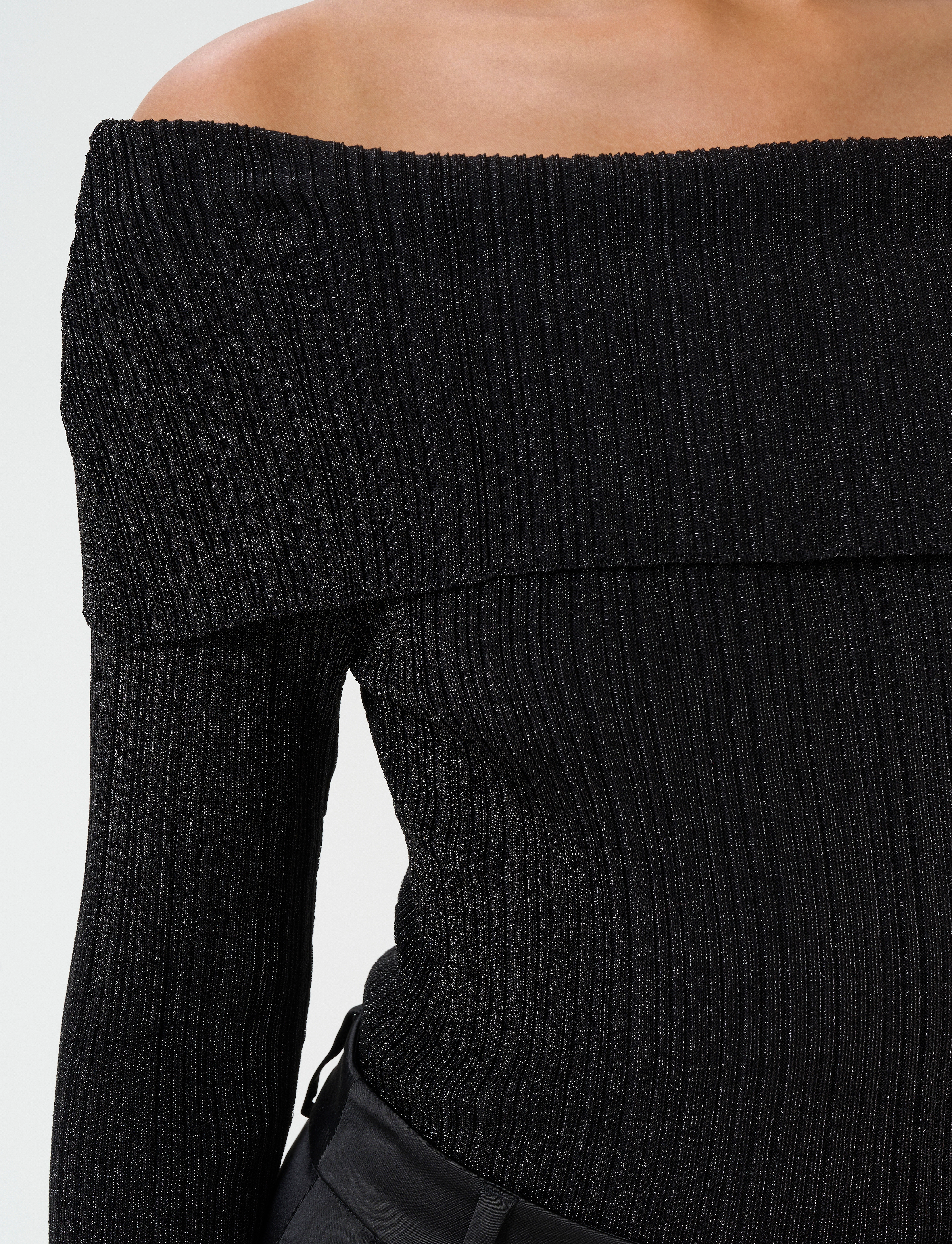 Gestuz - SilviGZ rib ls off shoulder - swetry - black - 4