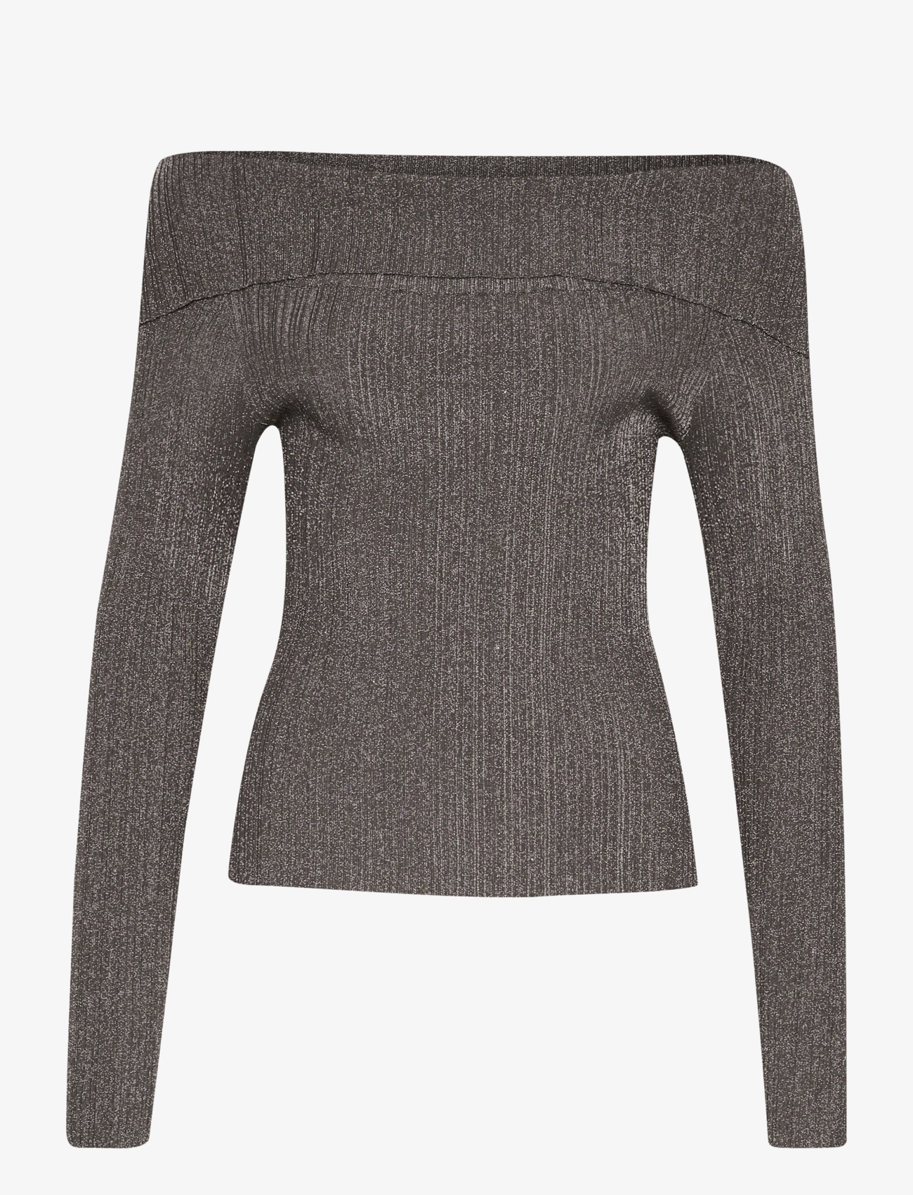 Gestuz SilviGZ rib ls off shoulder - Trøjer - WARM GREY METALLIC / grey
