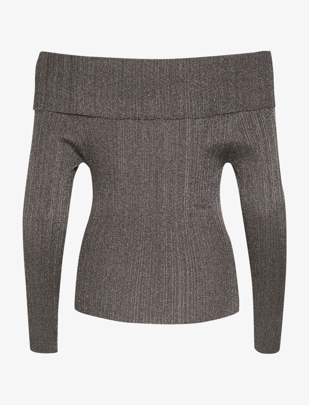 Gestuz - SilviGZ rib ls off shoulder - trøjer - warm grey metallic - 2