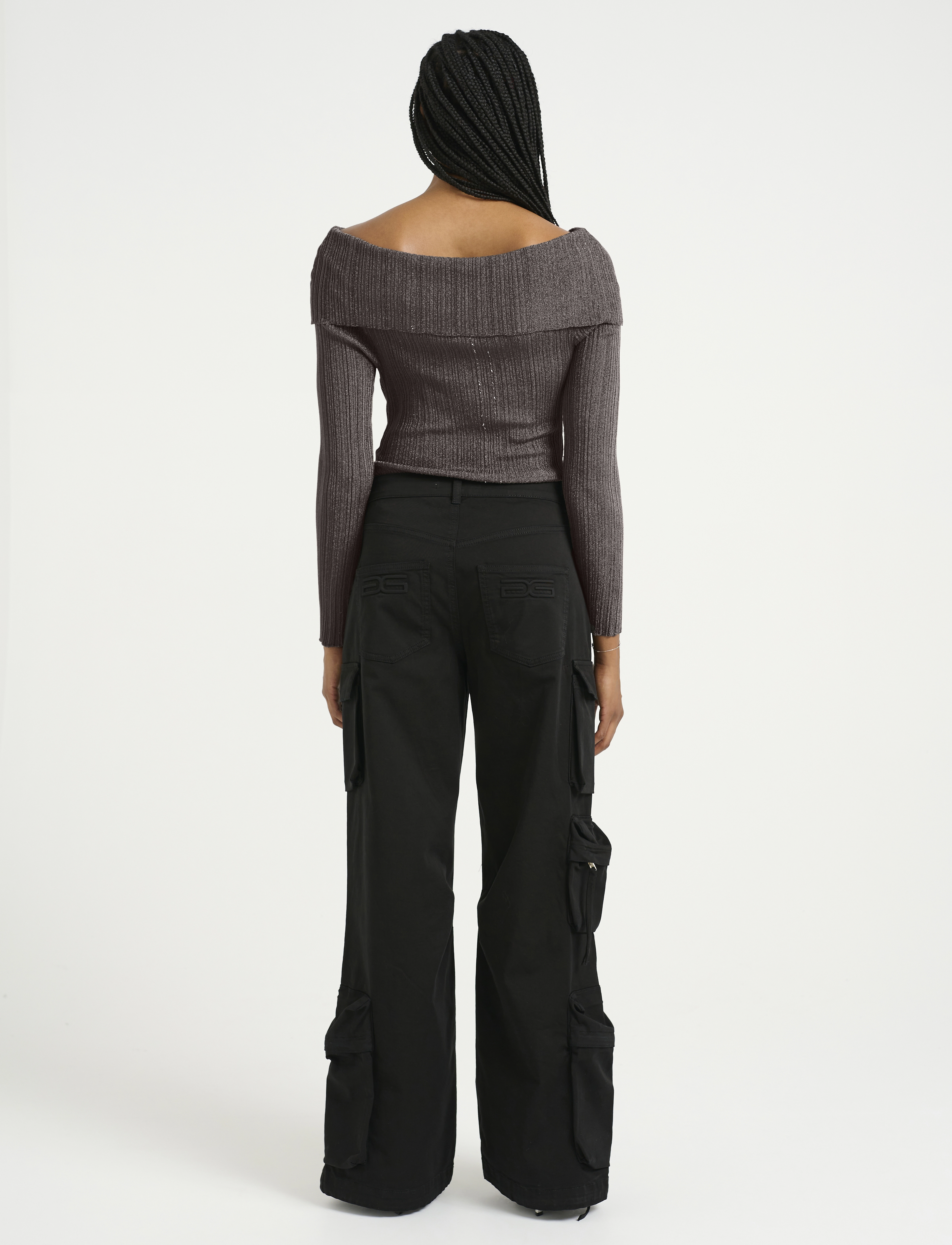 Gestuz - SilviGZ rib ls off shoulder - trøjer - warm grey metallic - 4