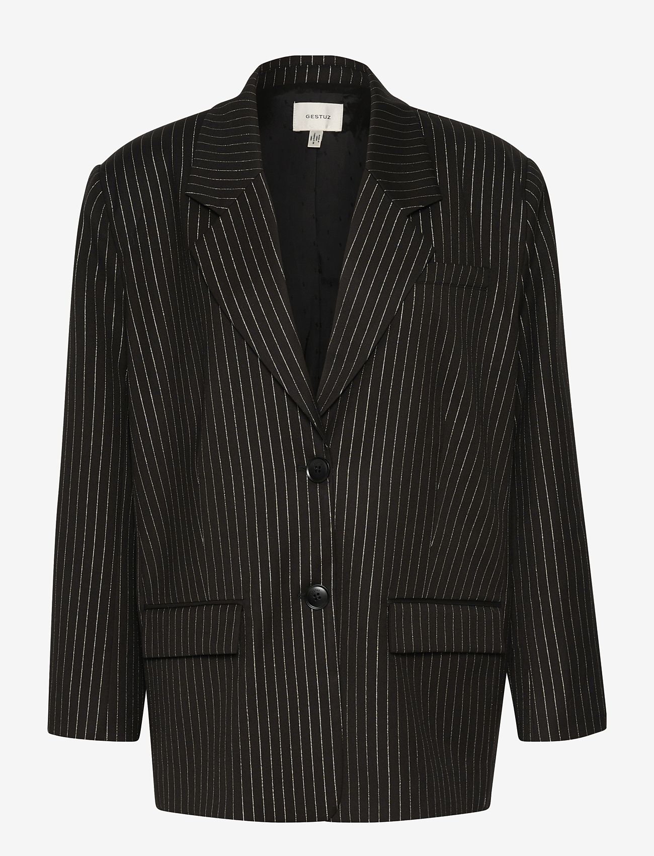 Gestuz - CaylinaGZ OZ blazer - enkelknäppta kavajer - blackpinstripe lurex - 1