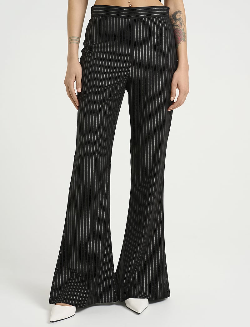 Gestuz - CaylinaGZ HW pants - alt laiad püksid - blackpinstripe lurex - 0