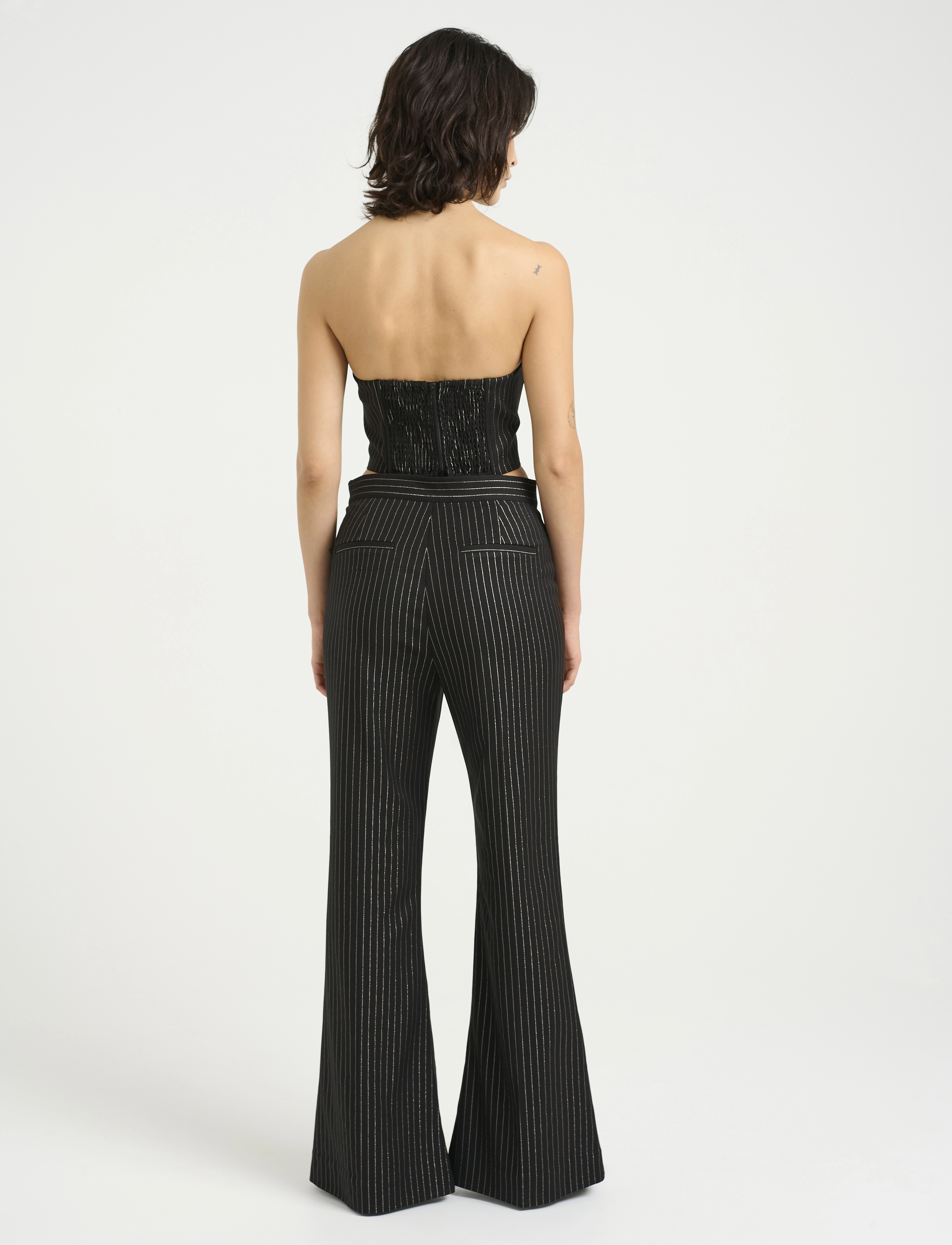 Gestuz - CaylinaGZ HW pants - pidulikud püksid - blackpinstripe lurex - 4