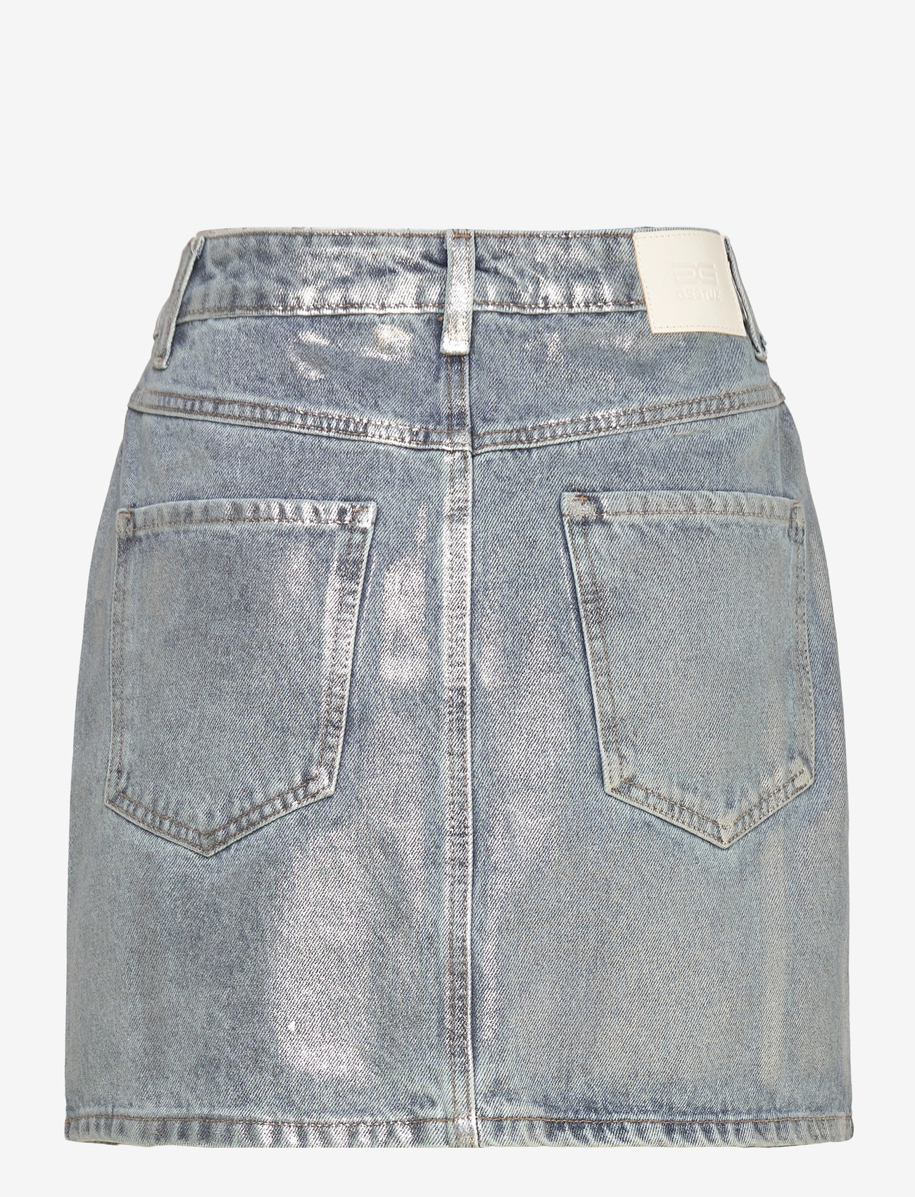 Gestuz - CoatyGZ short skirt - jeanskjolar - coated silver blue wash - 1