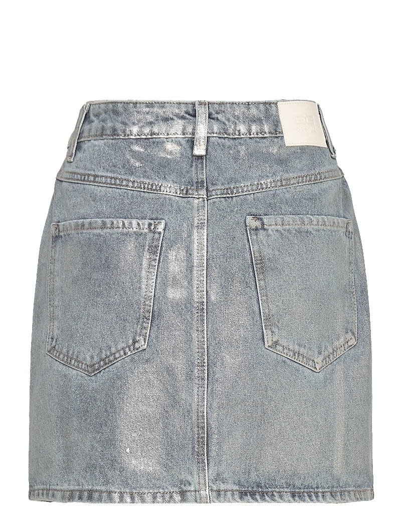 Gestuz - CoatyGZ short skirt - jeanskjolar - coated silver blue wash - 1