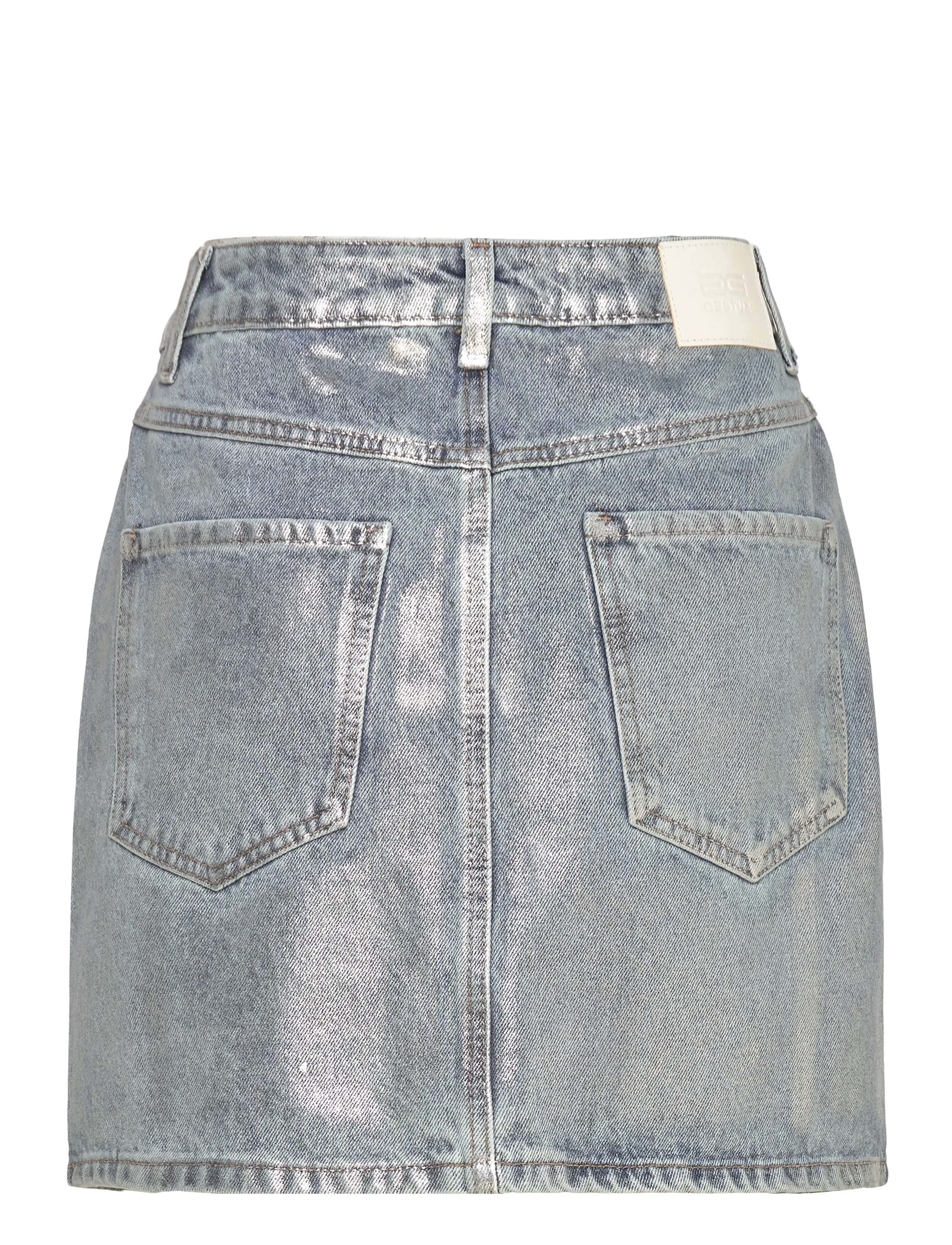 Gestuz - CoatyGZ short skirt - jeanskjolar - coated silver blue wash - 1