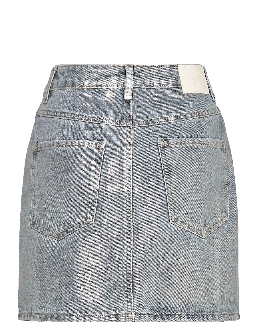 Gestuz - CoatyGZ short skirt - teksaseelikud - coated silver blue wash - 1