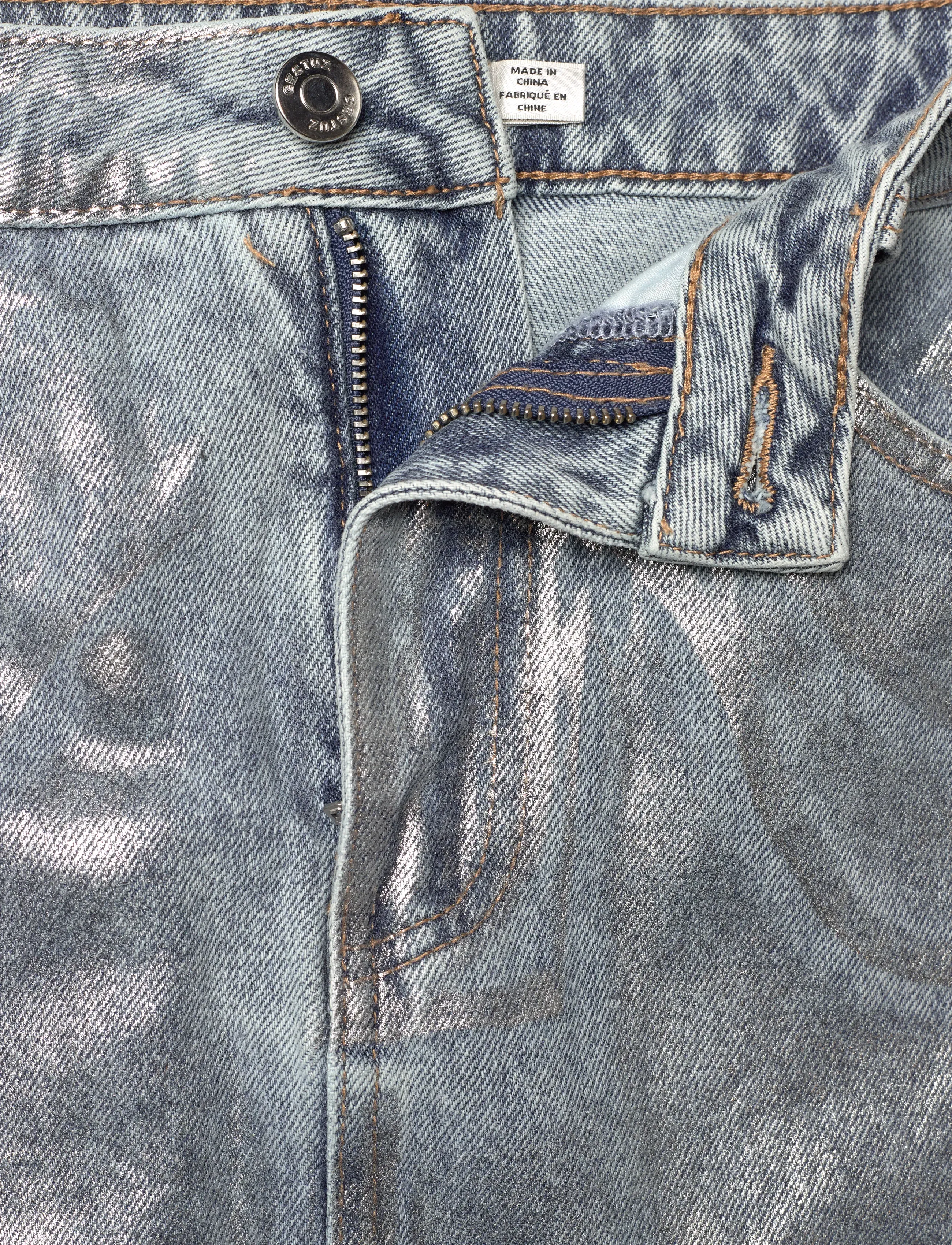 Gestuz - CoatyGZ short skirt - jeanskjolar - coated silver blue wash - 3