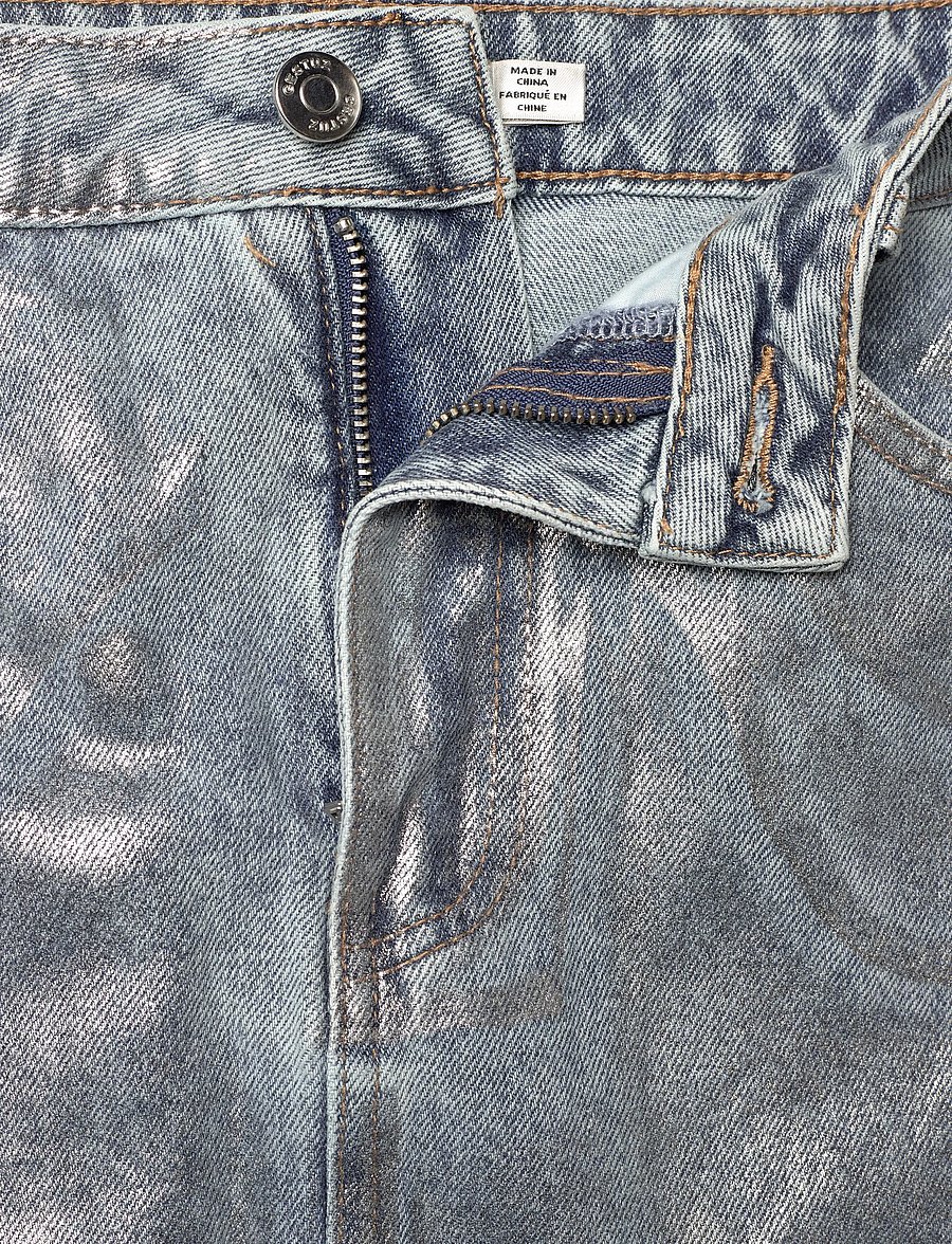 Gestuz - CoatyGZ short skirt - teksaseelikud - coated silver blue wash - 3
