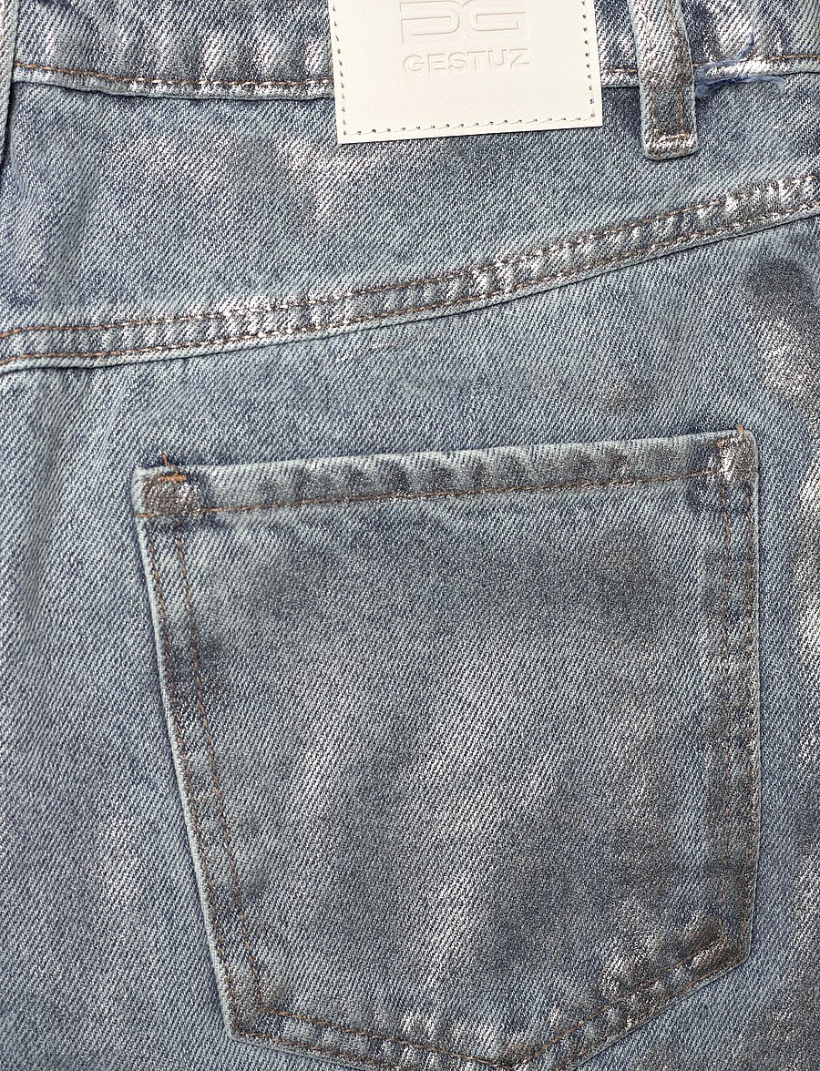 Gestuz - CoatyGZ short skirt - teksaseelikud - coated silver blue wash - 4