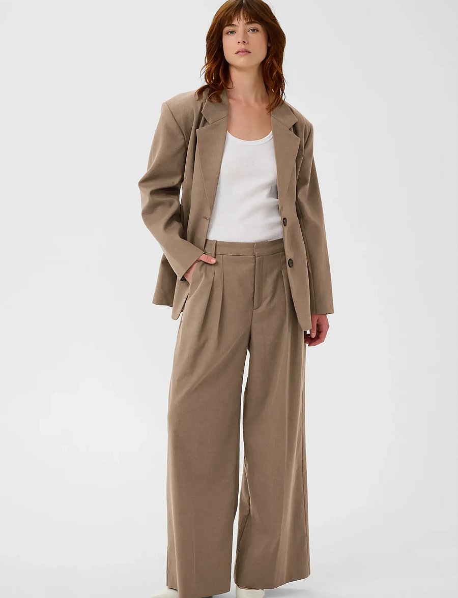 Gestuz - CaciaGZ HW pants - od garnituru - dark timberwolf melange - 3