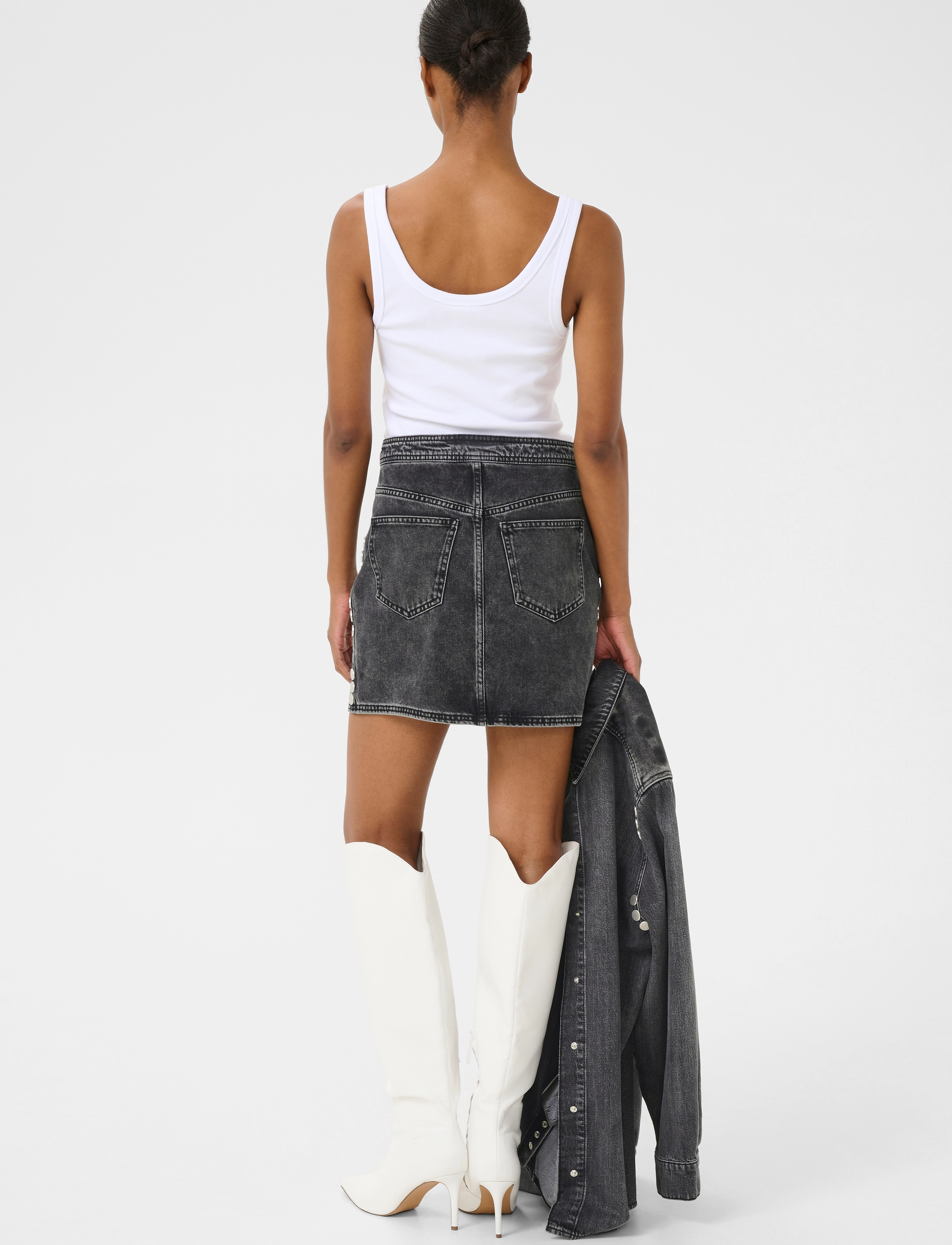 Gestuz - ZuvaGZ short skirt - džinsiniai sijonai - dark grey washed - 4