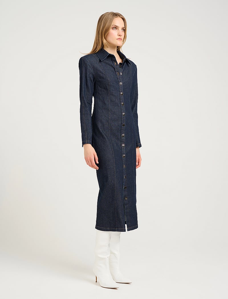 Gestuz - TilmaGZ LS long dress - hemdkleider - dark blue unwashed - 0