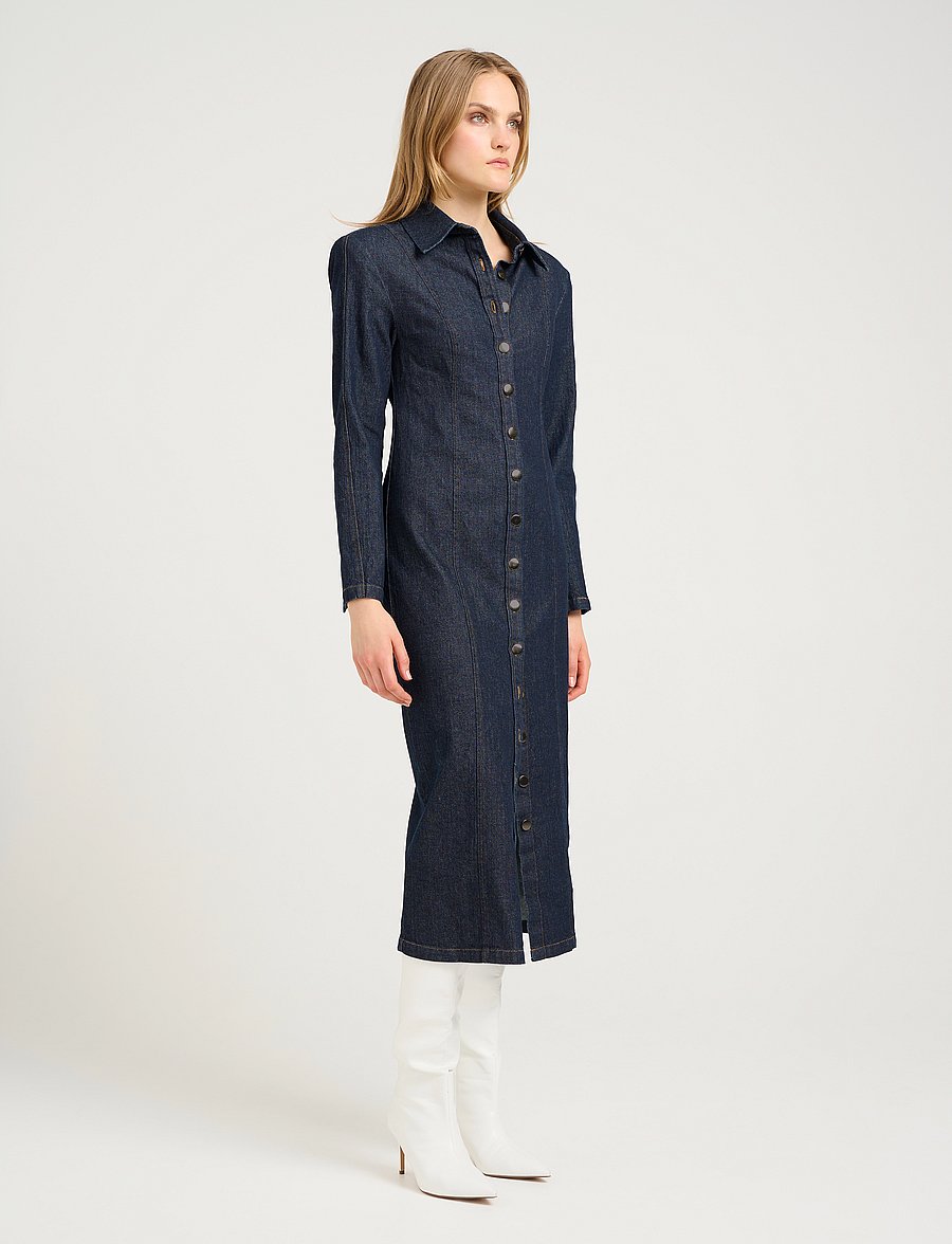 Gestuz - TilmaGZ LS long dress - overhemdjurken - dark blue unwashed - 0