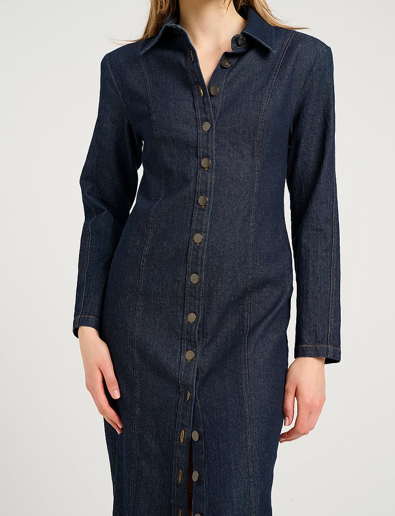 Gestuz - TilmaGZ LS long dress - hemdkleider - dark blue unwashed - 4