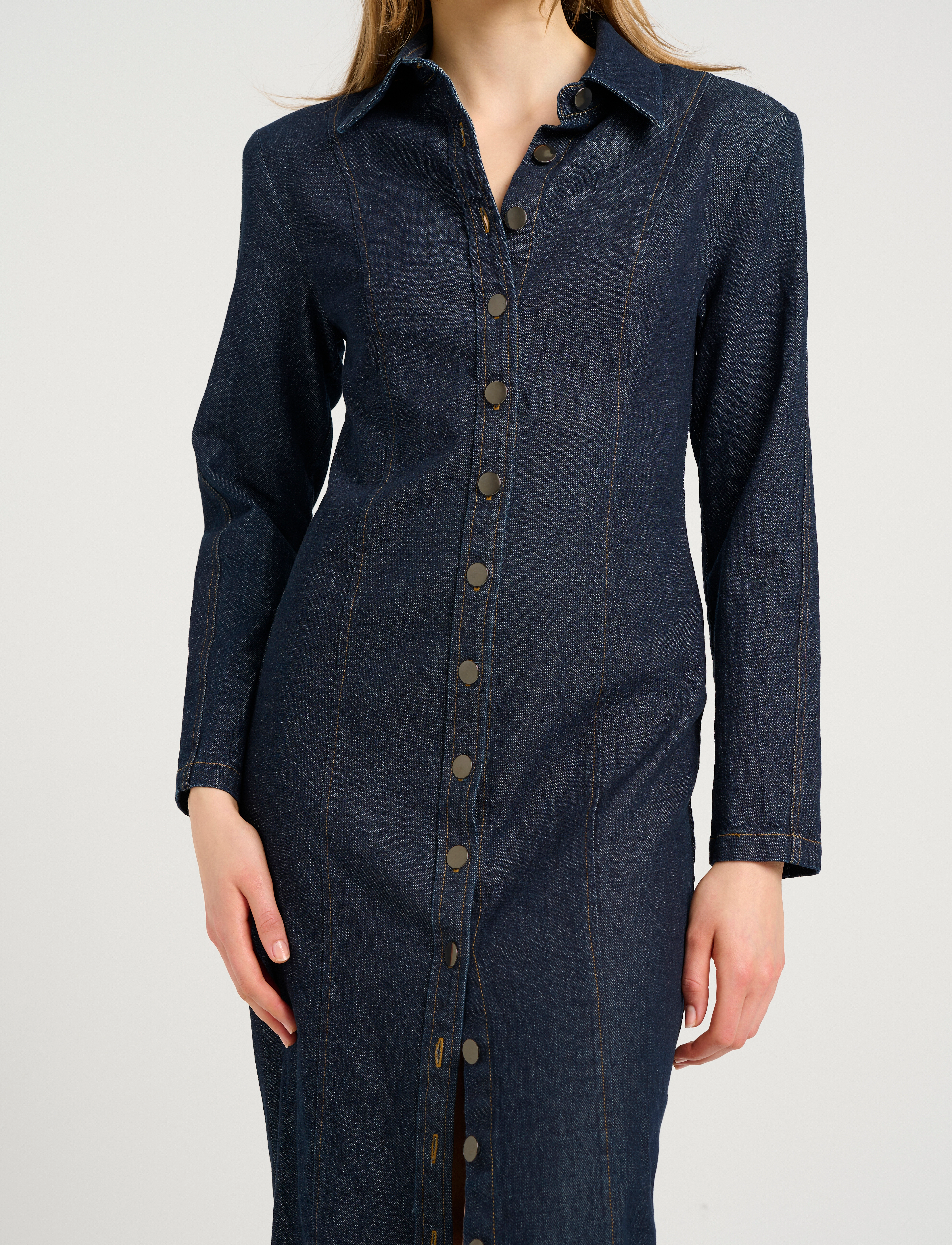 Gestuz - TilmaGZ LS long dress - overhemdjurken - dark blue unwashed - 4
