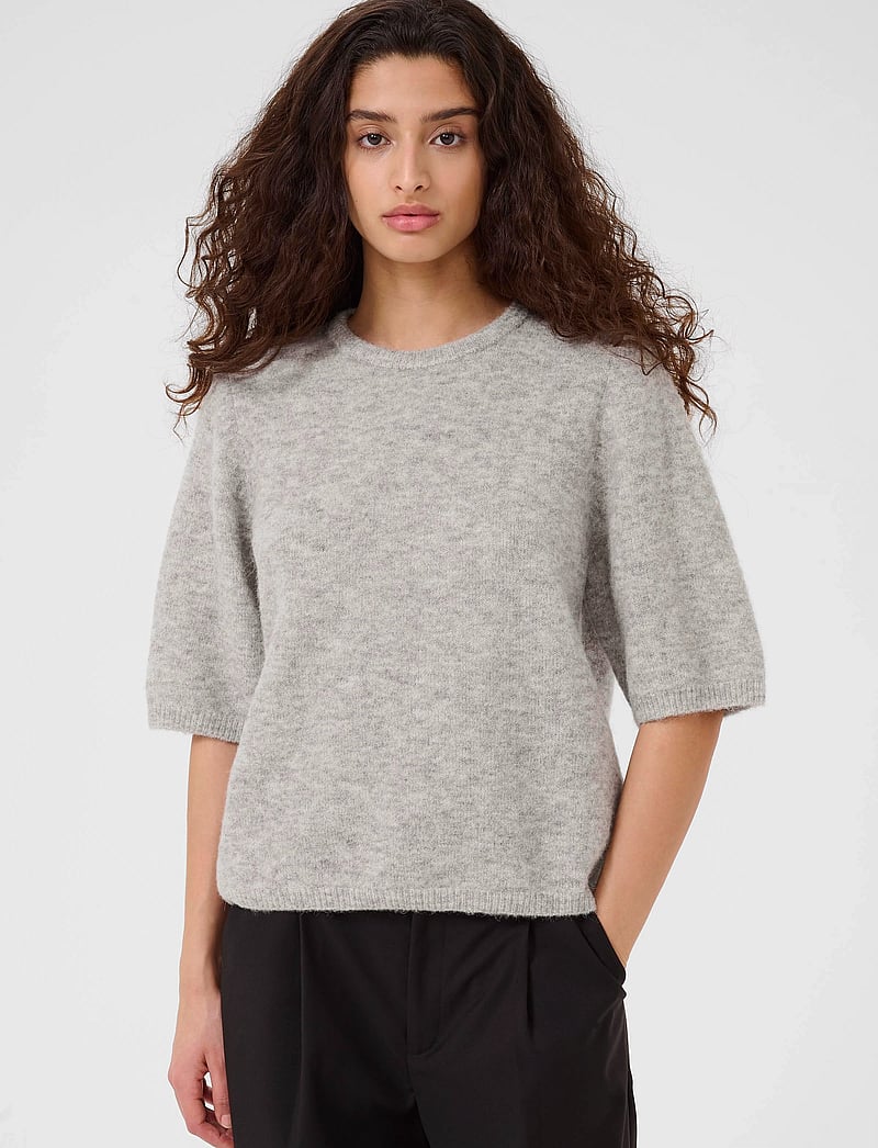 Gestuz - AlphaGZ ss tee NOOS - neulepuserot - light grey melange - 0