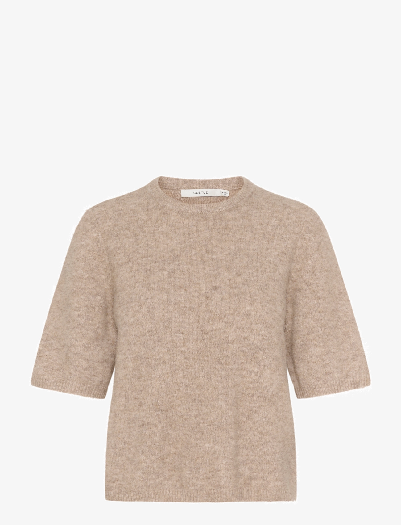 Gestuz AlphaGZ ss tee NOOS - Stickat - WARM SAND MELANGE / brown