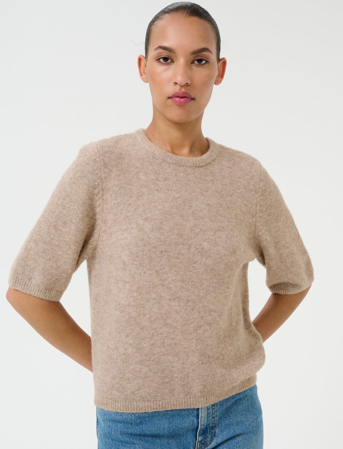 Gestuz - AlphaGZ ss tee NOOS - striktrøjer - warm sand melange - 0