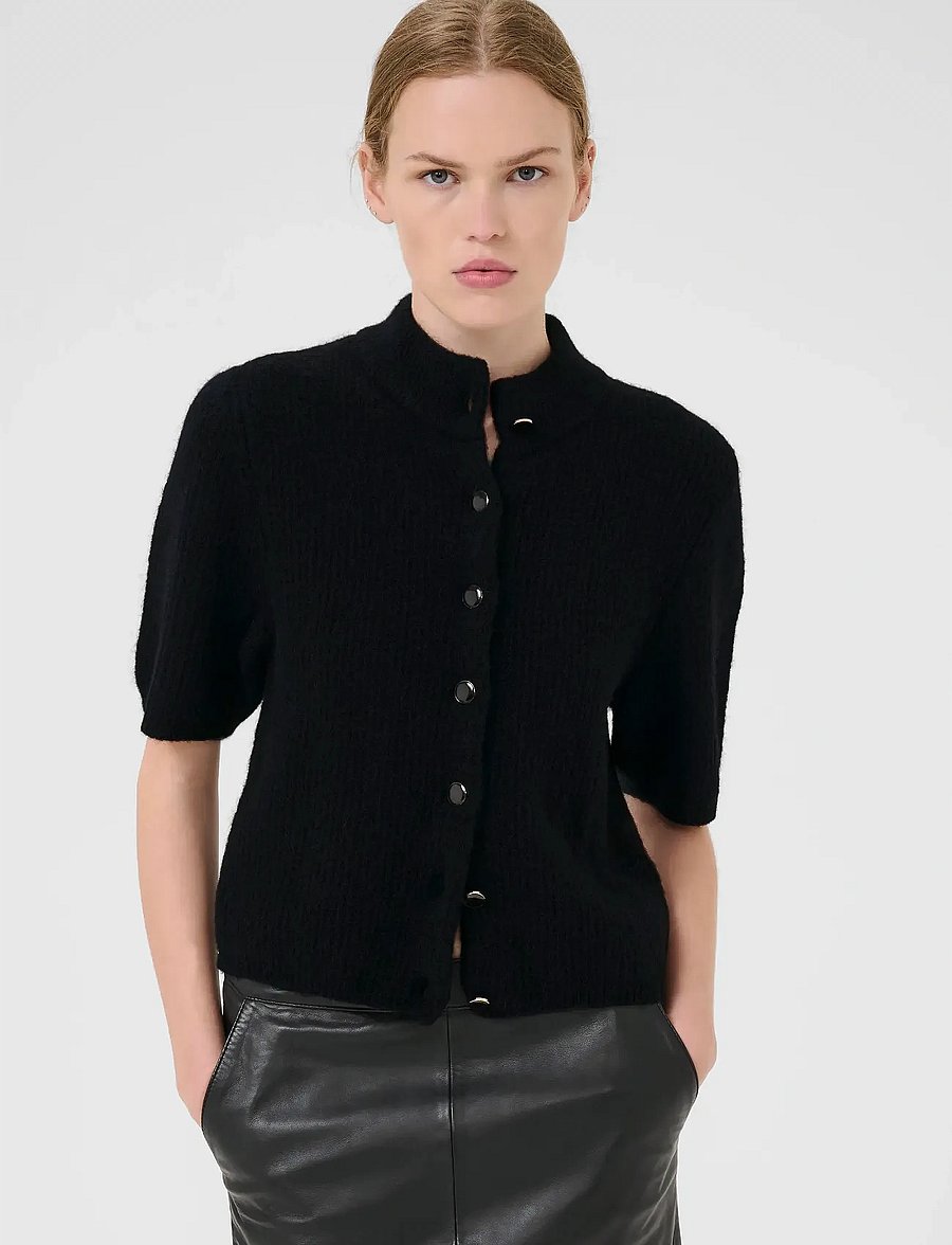 Gestuz - AlphaGZ ss short cardigan NOOS - strickjacken - black - 0