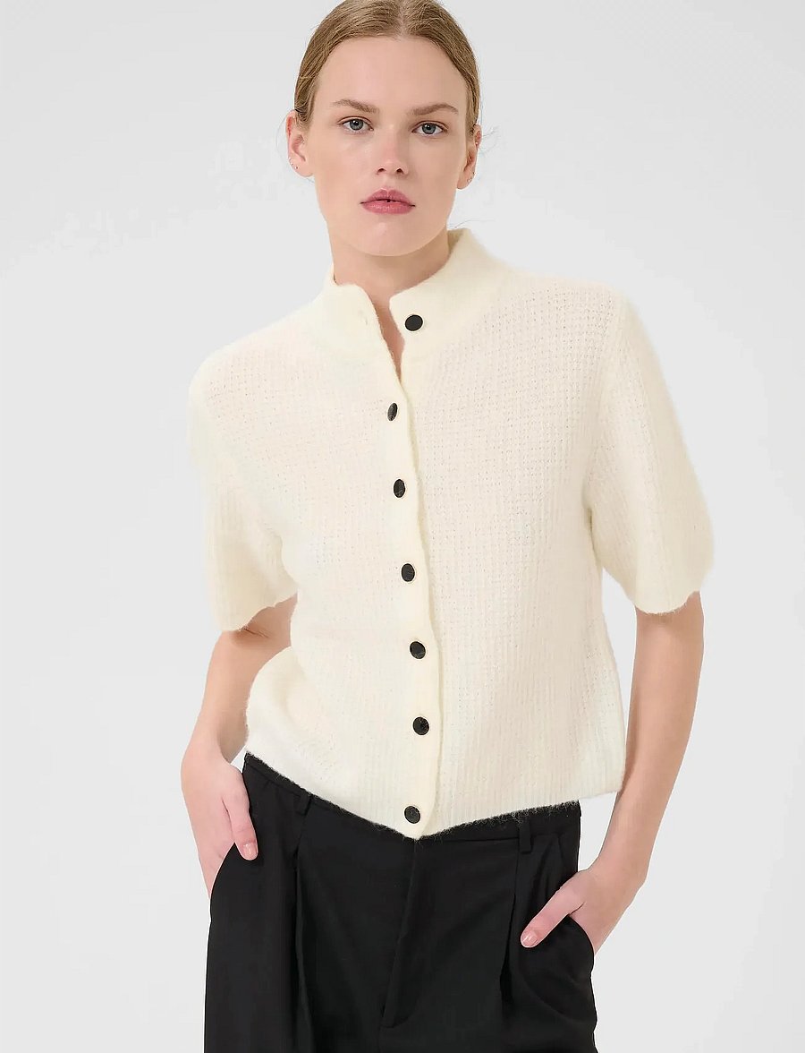 Gestuz - AlphaGZ ss short cardigan NOOS - strickjacken - ivory - 0