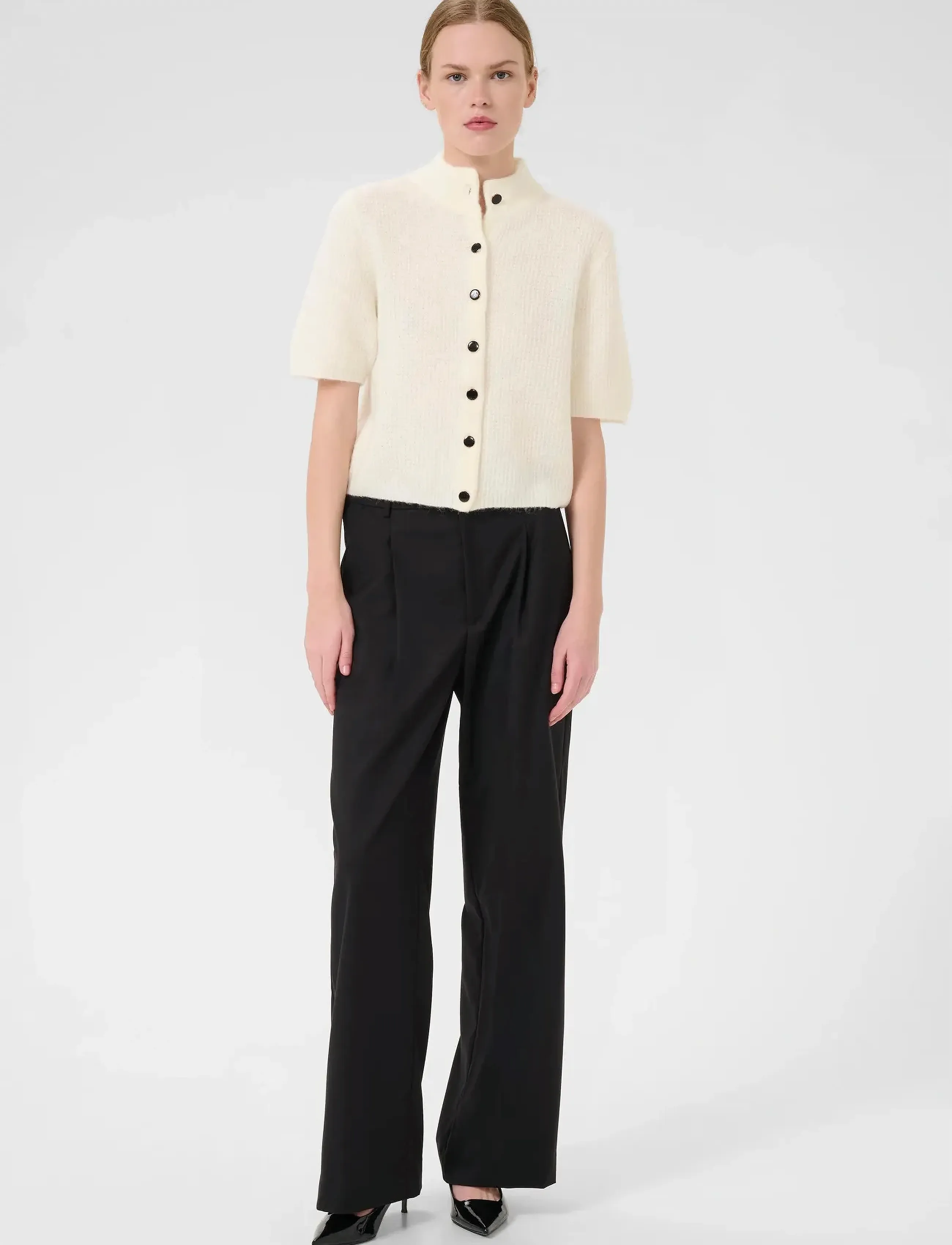 Gestuz - AlphaGZ ss short cardigan NOOS - hnepptar peysur - ivory - 3