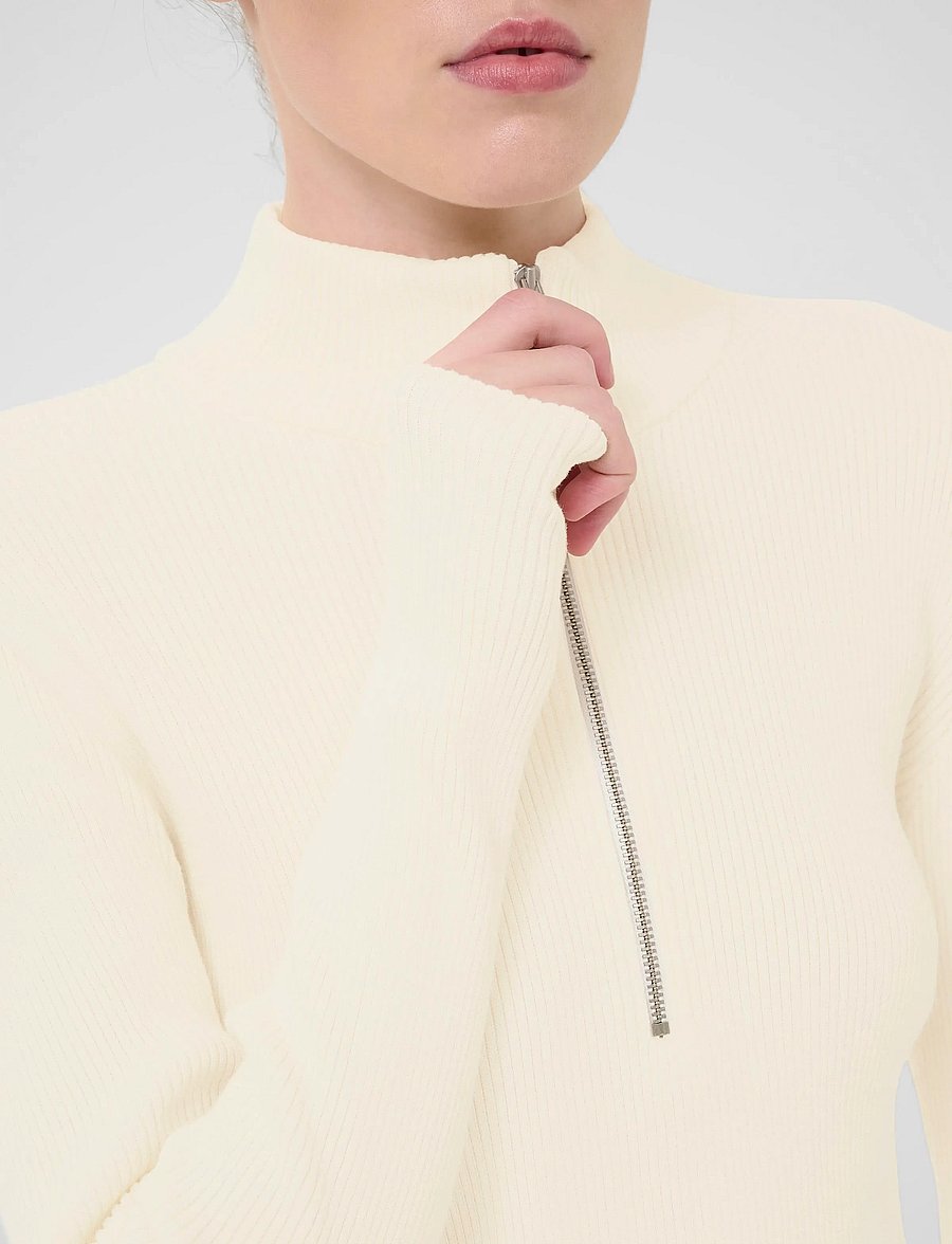 Gestuz - YasmiaGZ zipper pullover NOOS - pullover - egret - 5