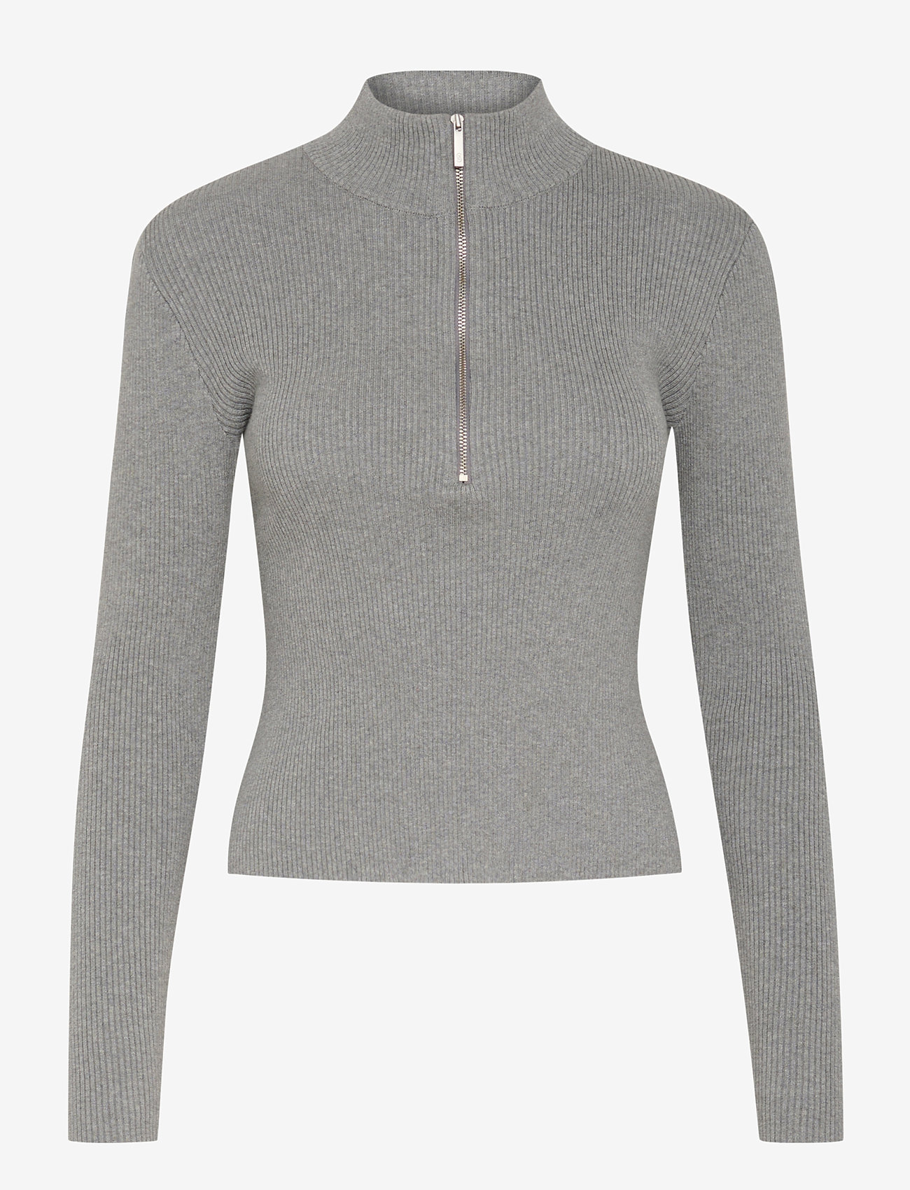Gestuz - YasmiaGZ zipper pullover NOOS - neulepuserot - grey melange - 1