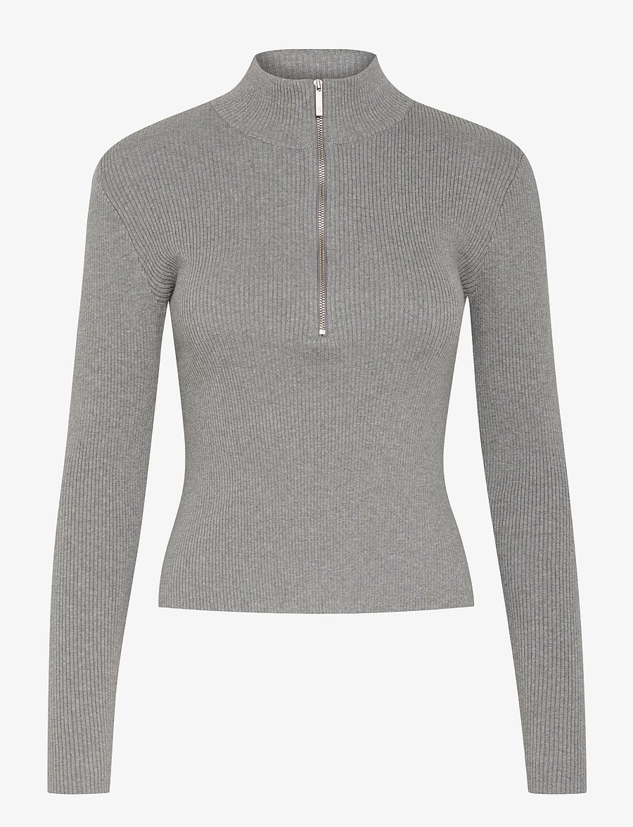 Gestuz - YasmiaGZ zipper pullover NOOS - pullover - grey melange - 1