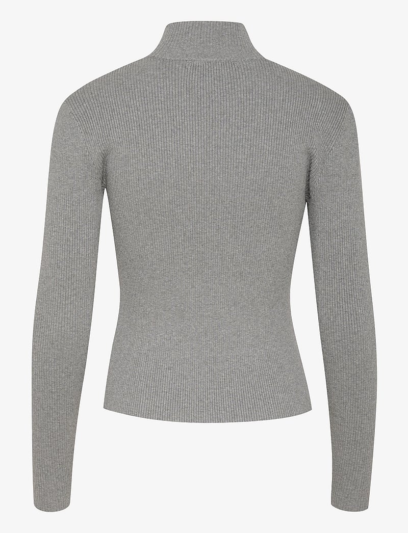 Gestuz - YasmiaGZ zipper pullover NOOS - neulepuserot - grey melange - 2