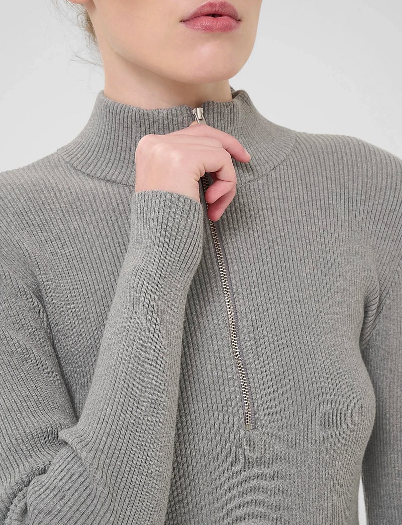Gestuz - YasmiaGZ zipper pullover NOOS - neulepuserot - grey melange - 5
