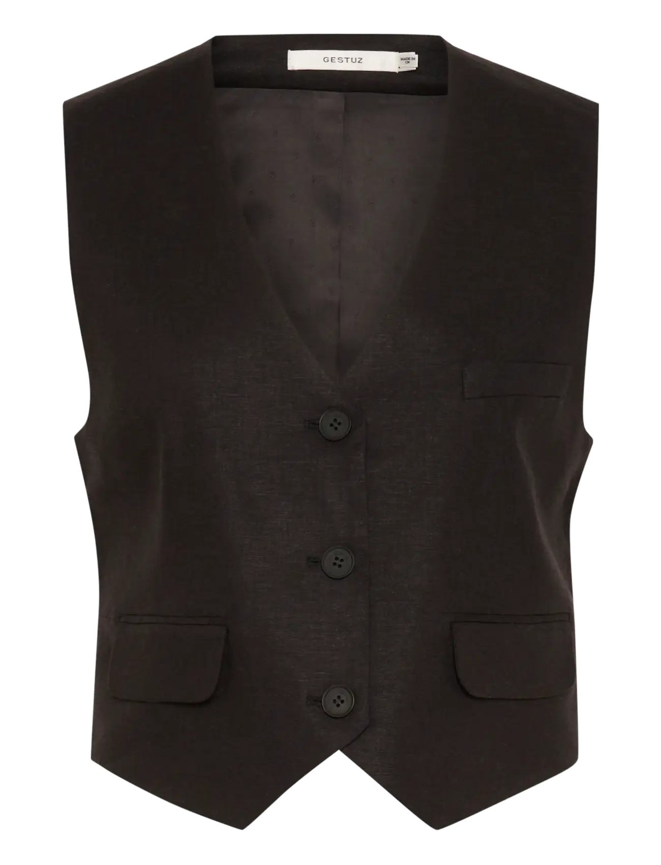 GESTUZ Elarahgz Linen Weste Schwarz - 36 - Damen