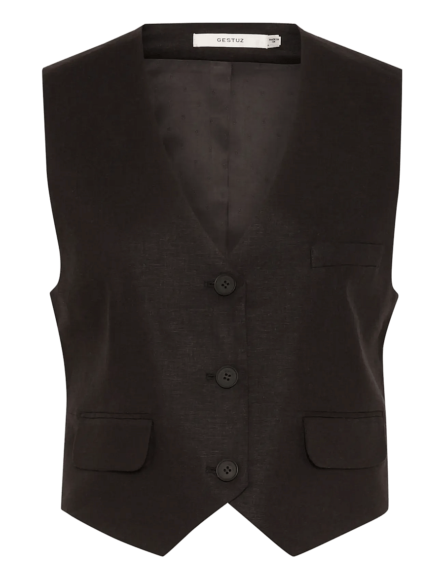Gestuz - ElarahGZ linen waistcoat - westen - black - 1