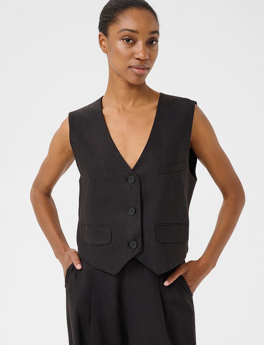 Gestuz - ElarahGZ linen waistcoat - westen - black - 0