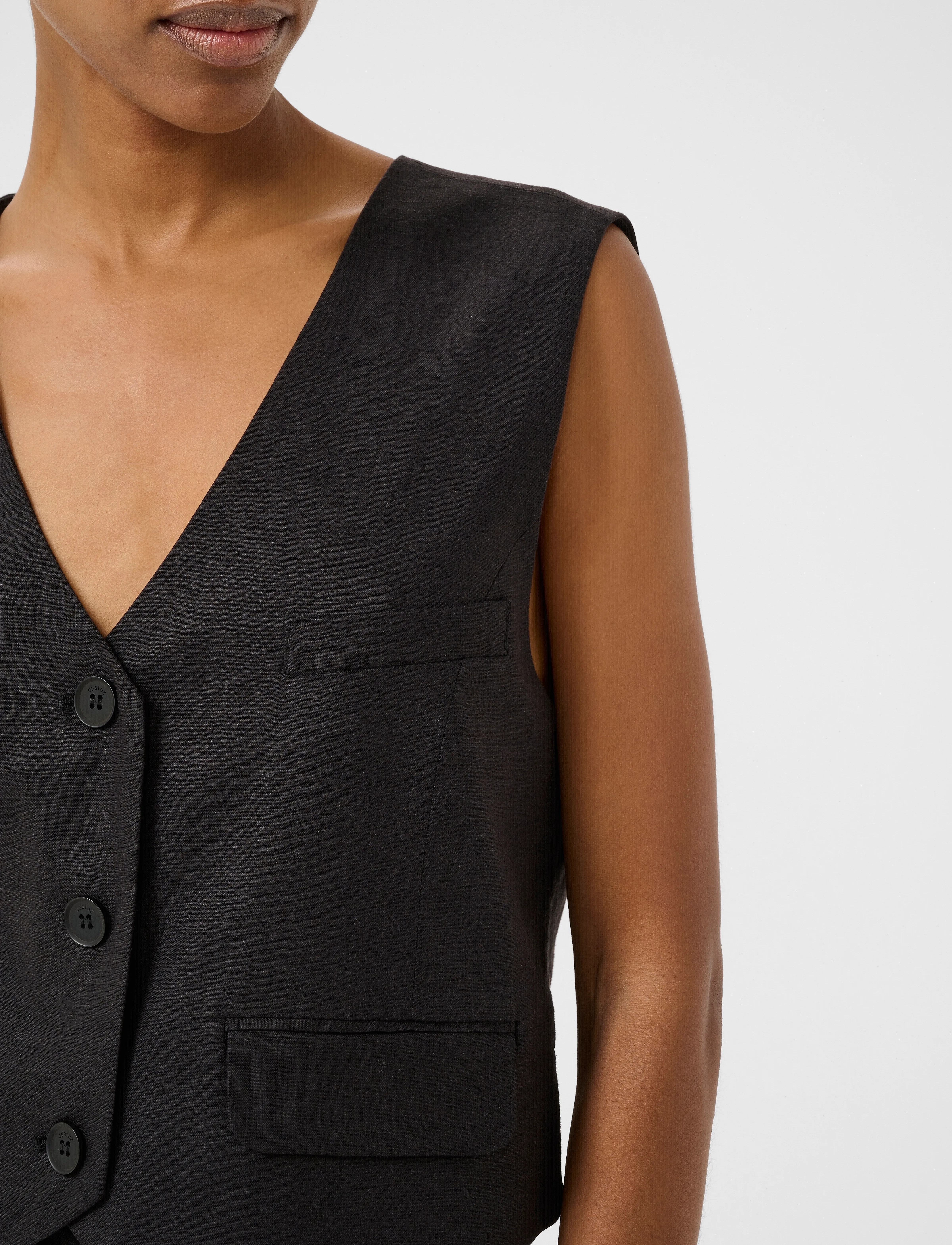 Gestuz - ElarahGZ linen waistcoat - veste - black - 5