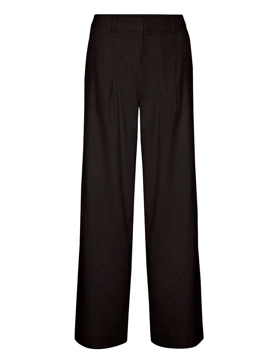 Gestuz - ElarahGZ linen HW pants NOOS - hørbukser - black - 1