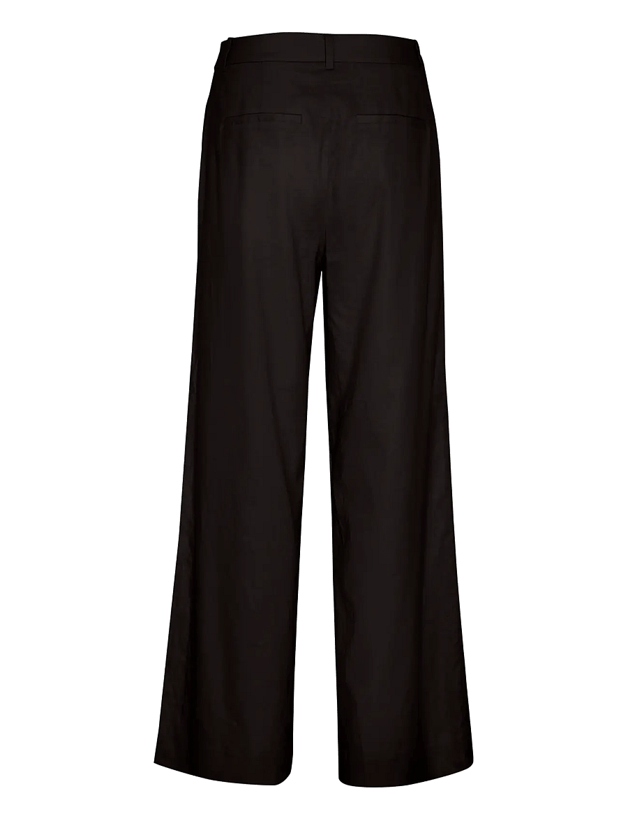 Gestuz - ElarahGZ linen HW pants NOOS - hørbukser - black - 2