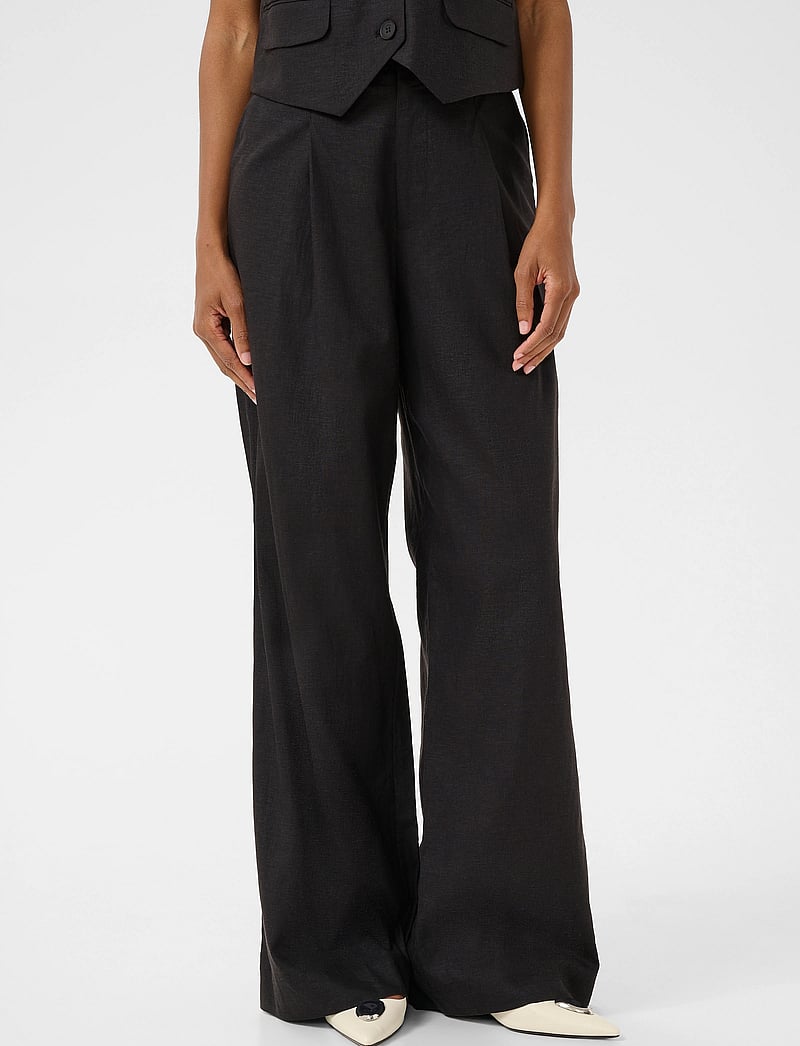 Gestuz - ElarahGZ linen HW pants - linnebyxor - black - 0