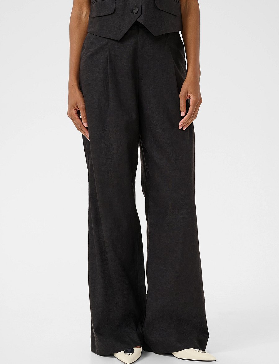 Gestuz - ElarahGZ linen HW pants NOOS - hørbukser - black - 0