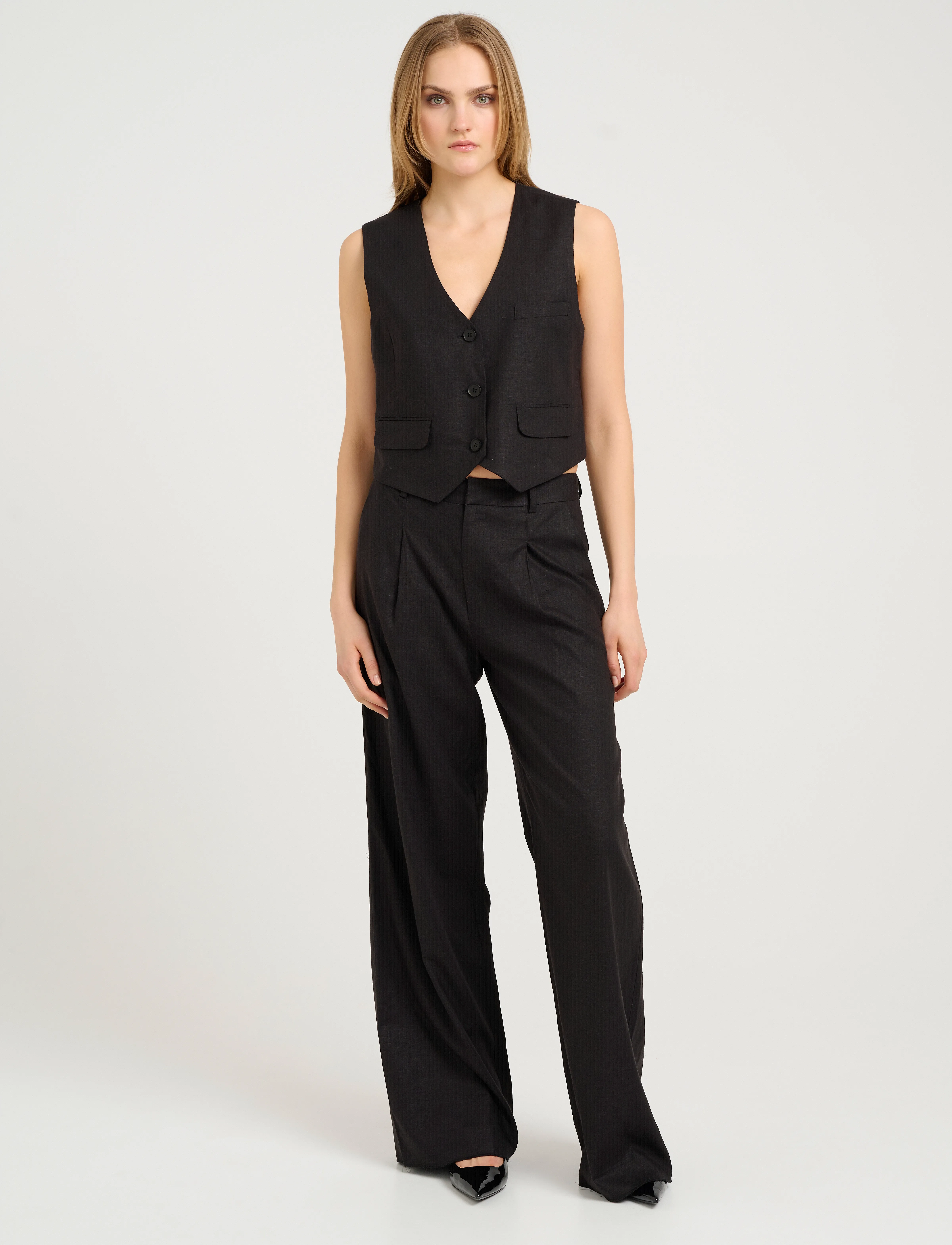 Gestuz Elarahgz Linen Hw Pants Noos linnebyxor dam – bild 2