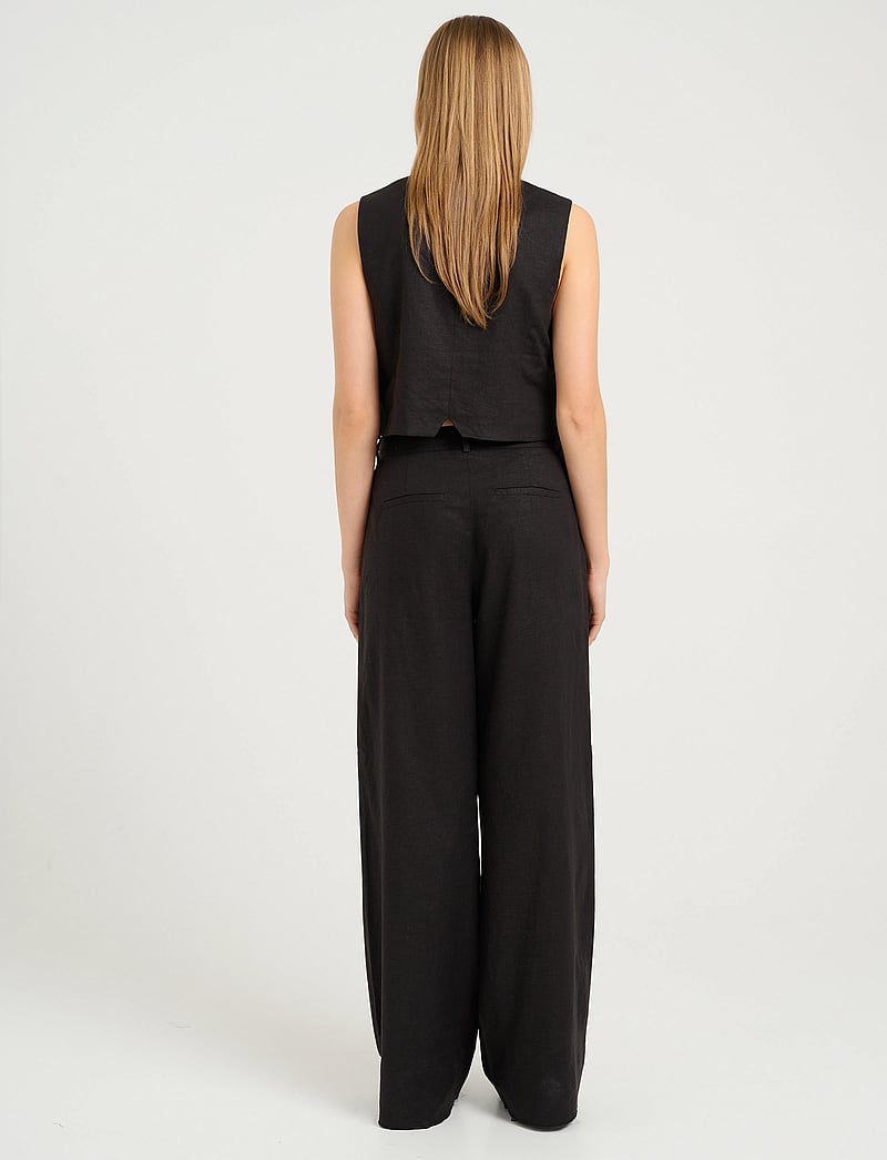 Gestuz - ElarahGZ linen HW pants - linnebyxor - black - 4